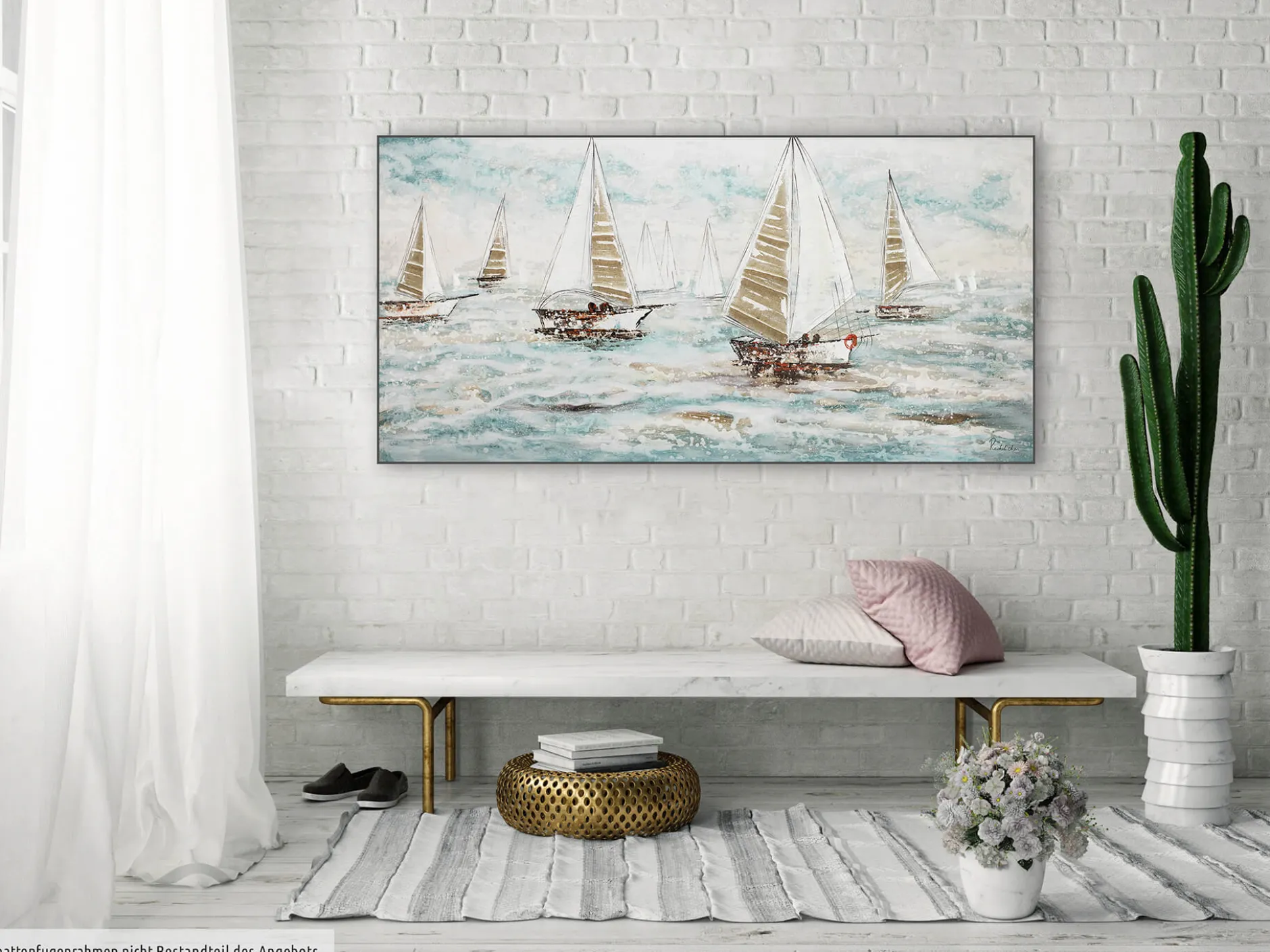 Handgemaltes Gemälde 'Sailboat Racing' 140x70cm | inkl. Echtheitszertifikat