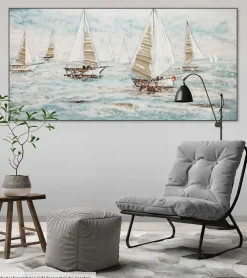 Handgemaltes Gemälde 'Sailboat Racing' 140x70cm | inkl. Echtheitszertifikat