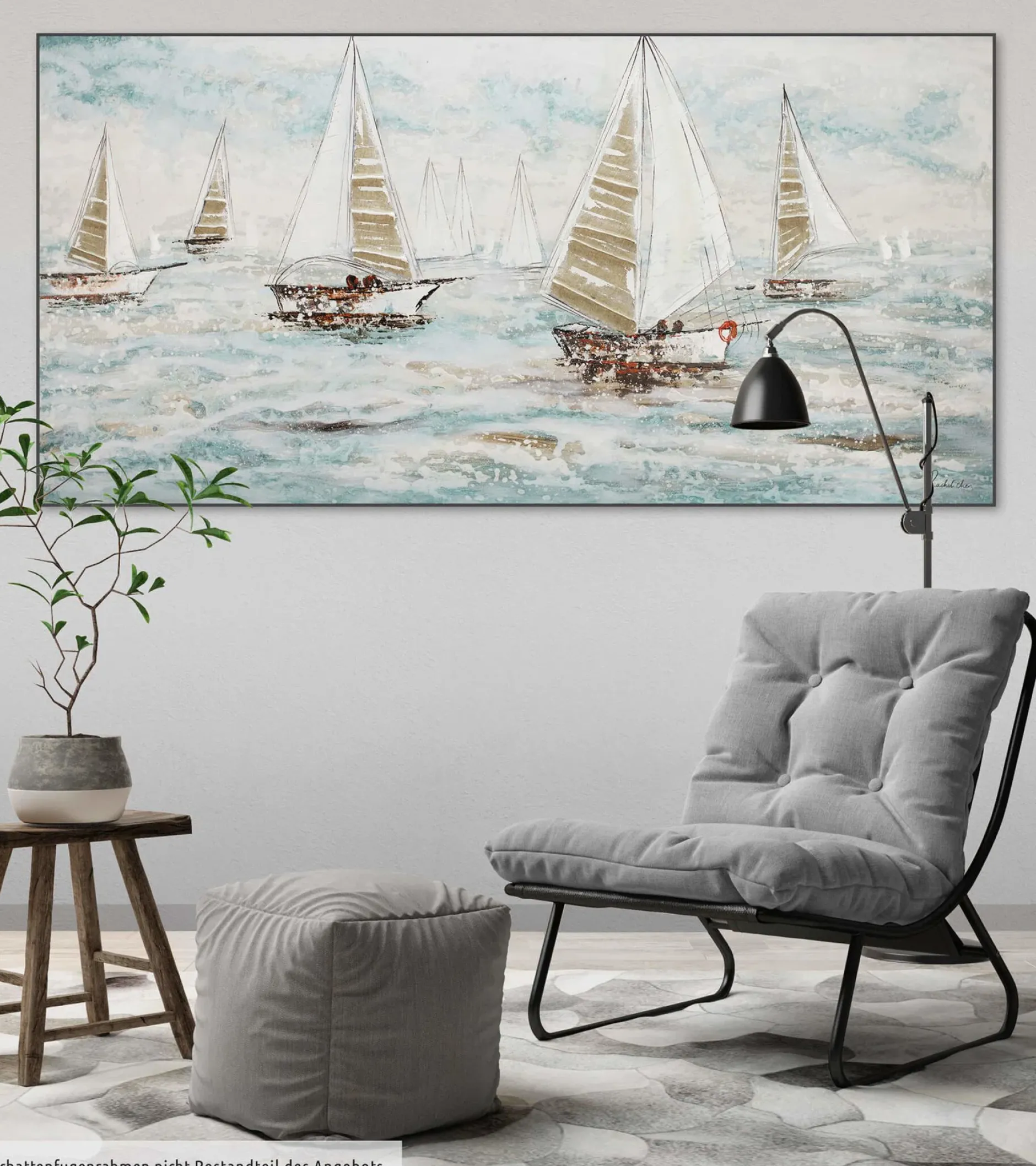 Handgemaltes Gemälde 'Sailboat Racing' 140x70cm | inkl. Echtheitszertifikat