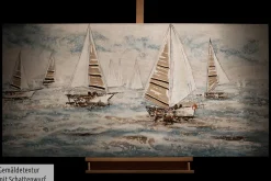 Handgemaltes Gemälde 'Sailboat Racing' 140x70cm | inkl. Echtheitszertifikat