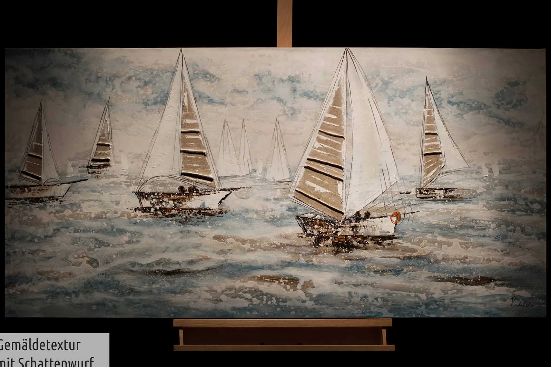 Handgemaltes Gemälde 'Sailboat Racing' 140x70cm | inkl. Echtheitszertifikat