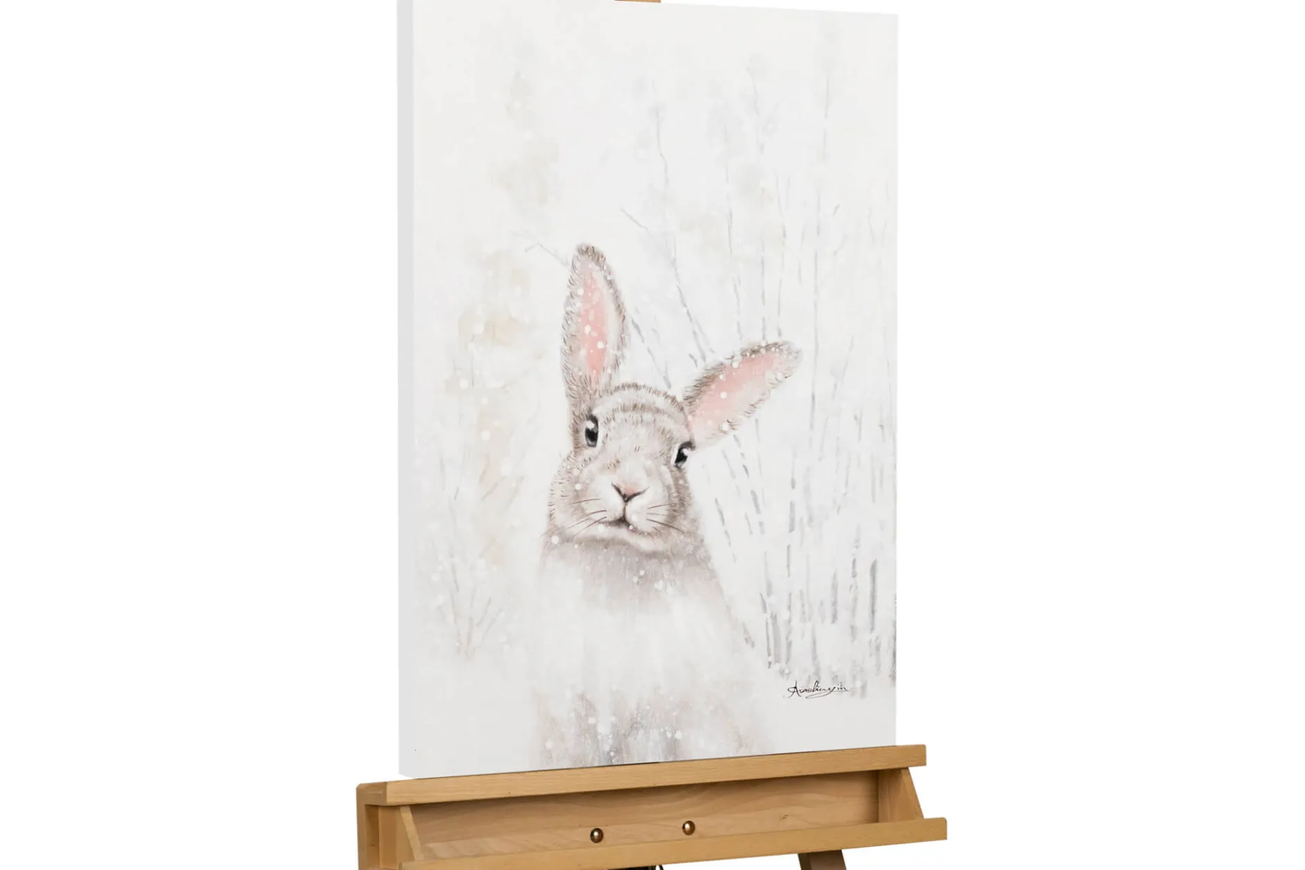 Handgemaltes Gemälde 'Sanfter Schneehase' 50x70cm | inkl. Echtheitszertifikat