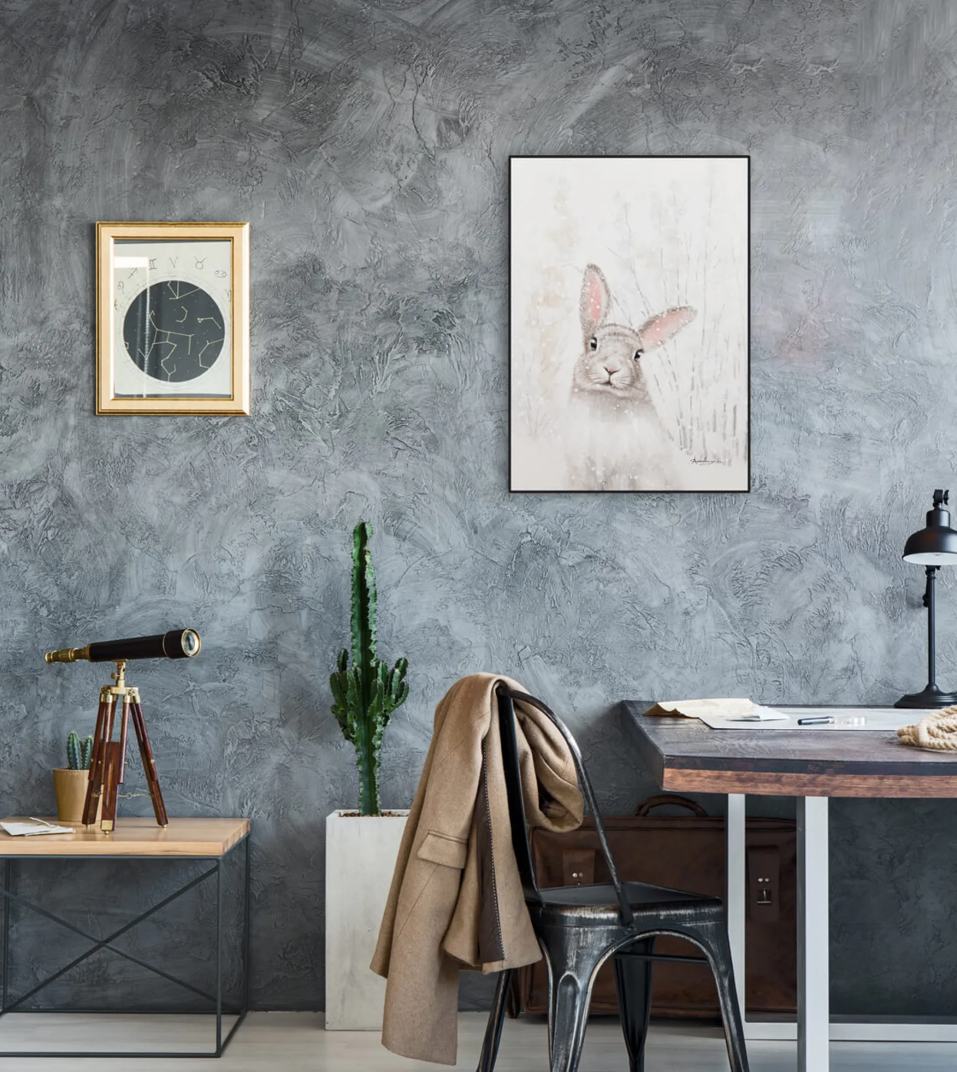 Handgemaltes Gemälde 'Sanfter Schneehase' 50x70cm | inkl. Echtheitszertifikat