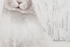 Handgemaltes Gemälde 'Sanfter Schneehase' 50x70cm | inkl. Echtheitszertifikat