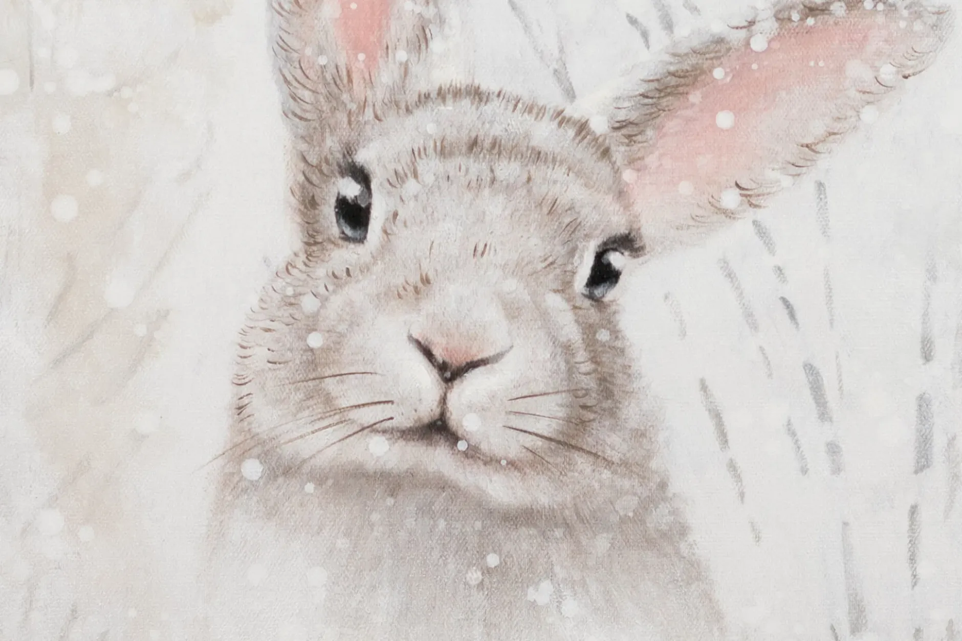 Handgemaltes Gemälde 'Sanfter Schneehase' 50x70cm | inkl. Echtheitszertifikat