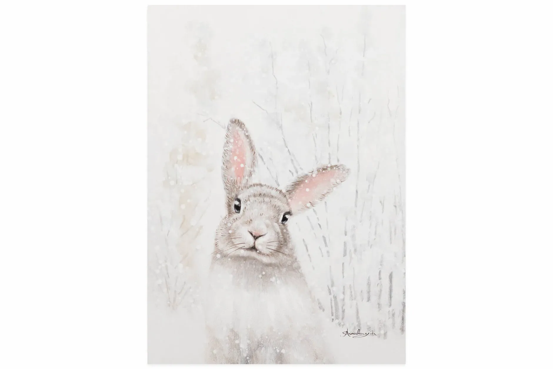 Handgemaltes Gemälde 'Sanfter Schneehase' 50x70cm | inkl. Echtheitszertifikat