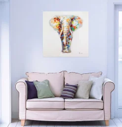 Handgemaltes Gemälde 'Sanftmütiger Elefant' 80x80cm | inkl. Echtheitszertifikat
