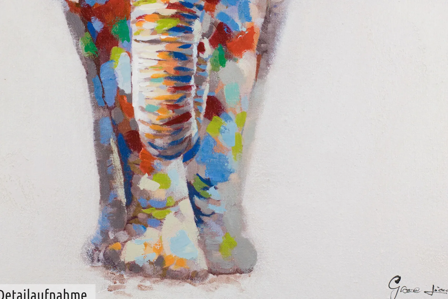 Handgemaltes Gemälde 'Sanftmütiger Elefant' 80x80cm | inkl. Echtheitszertifikat