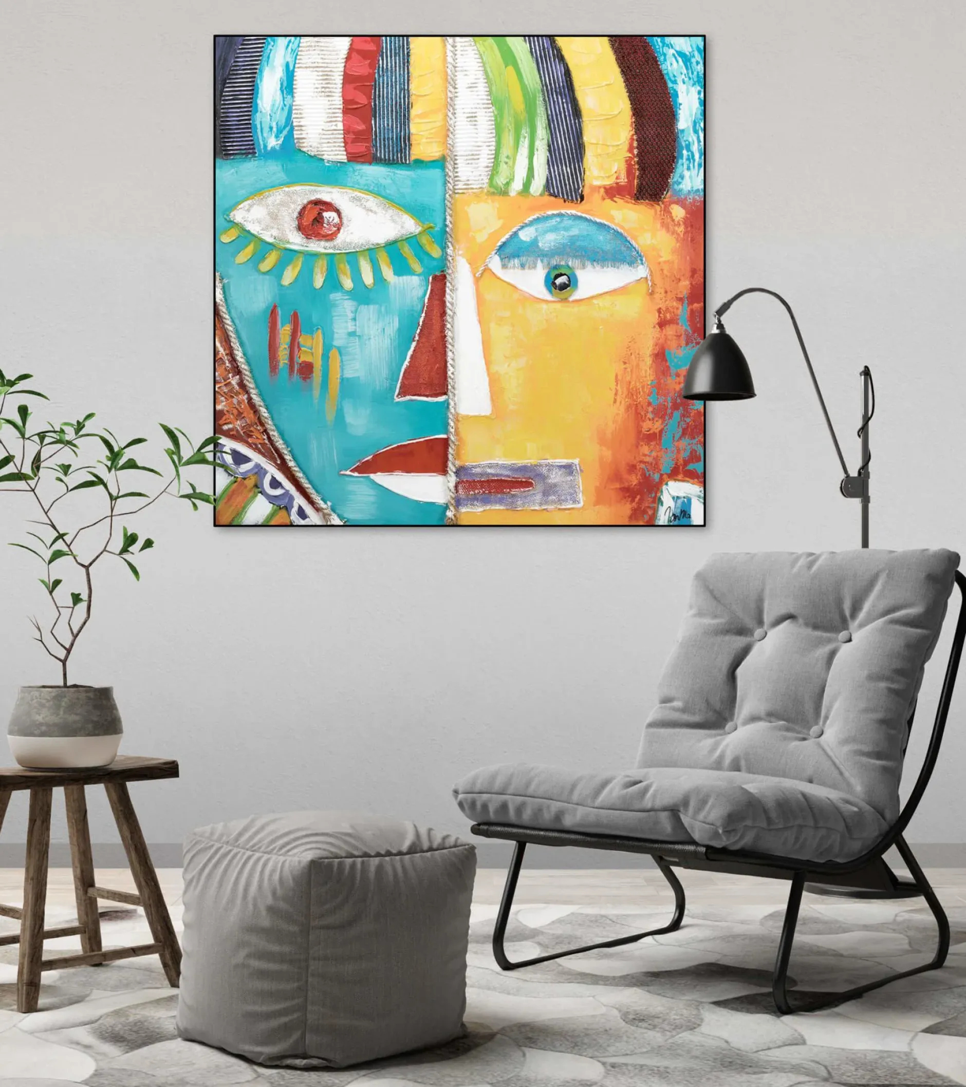 Handgemaltes Gemälde 'Schillernde Fantasie' 80x80cm | inkl. Echtheitszertifikat