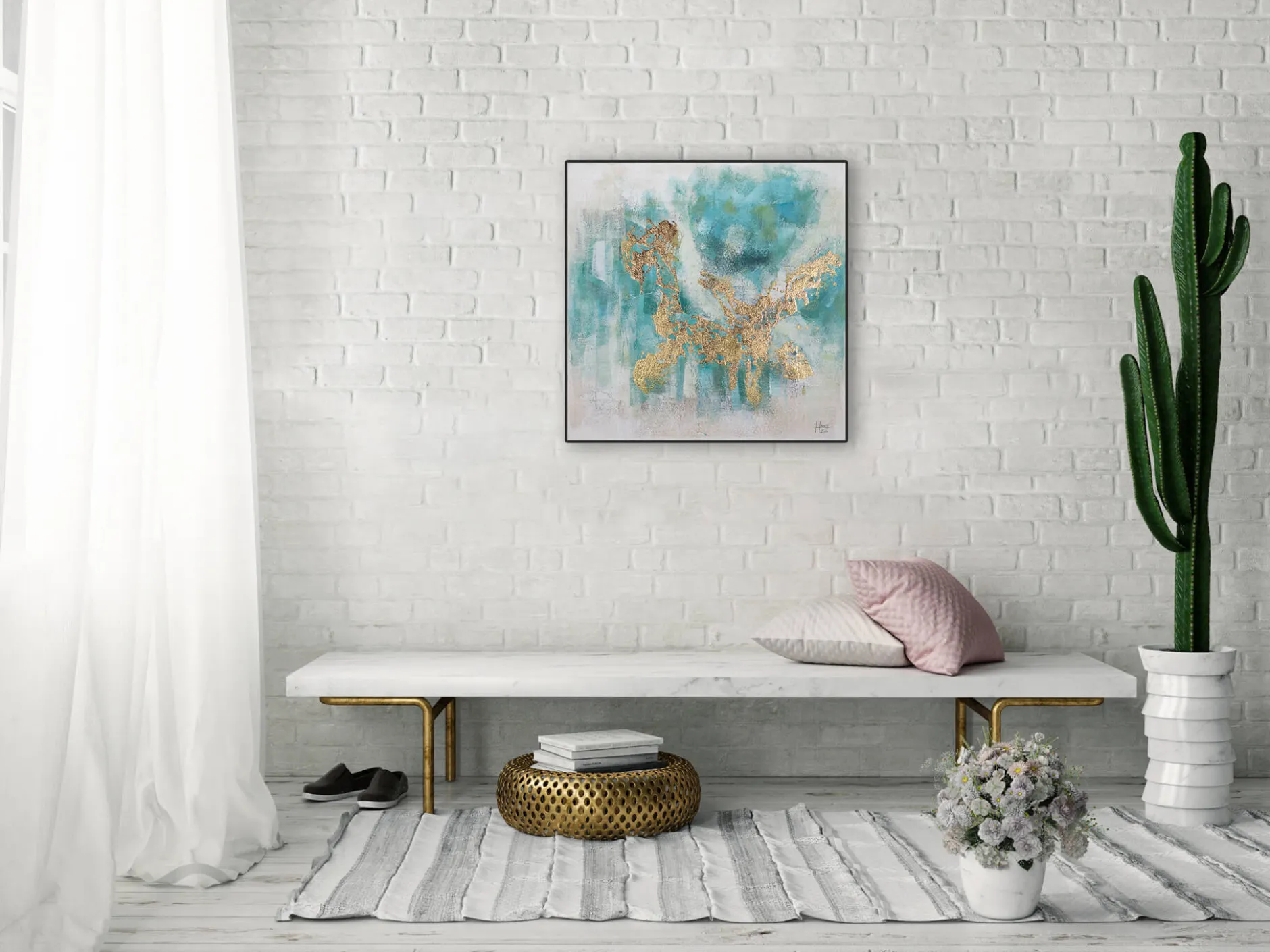 Handgemaltes Gemälde 'Schimmernder See' 60x60cm | inkl. Echtheitszertifikat