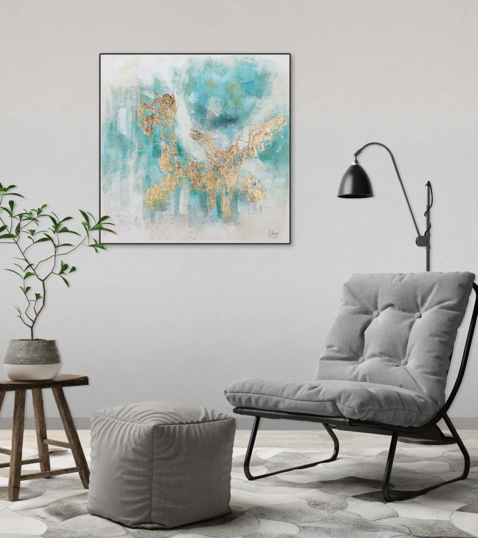 Handgemaltes Gemälde 'Schimmernder See' 60x60cm | inkl. Echtheitszertifikat