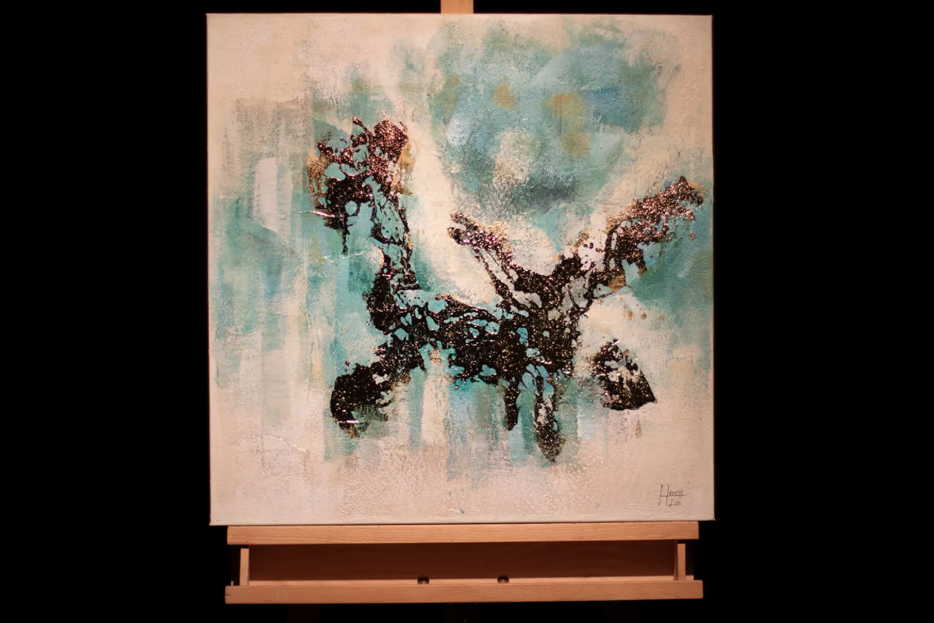 Handgemaltes Gemälde 'Schimmernder See' 60x60cm | inkl. Echtheitszertifikat