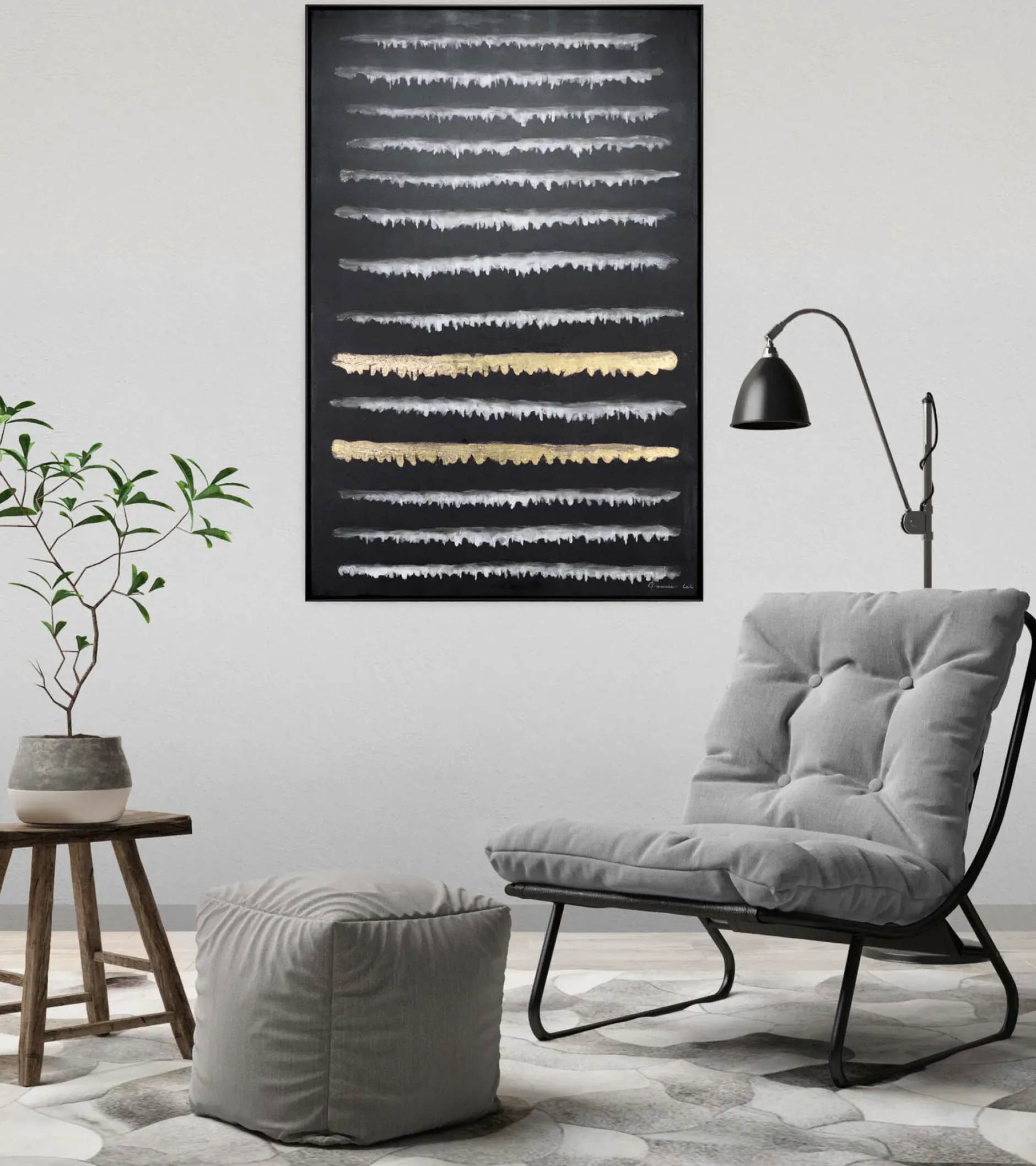 Handgemaltes Gemälde 'Schmelzendes Gold' 82,5x122,5cm | inkl. Echtheitszertifikat
