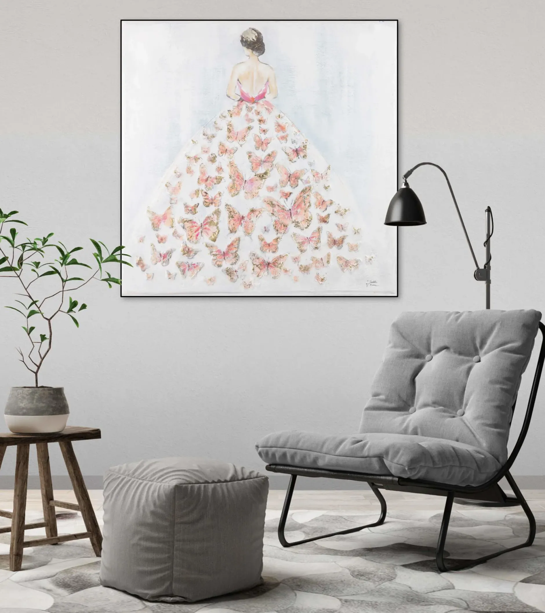 Handgemaltes Gemälde 'Schmetterlingsball' 80x80cm | inkl. Echtheitszertifikat