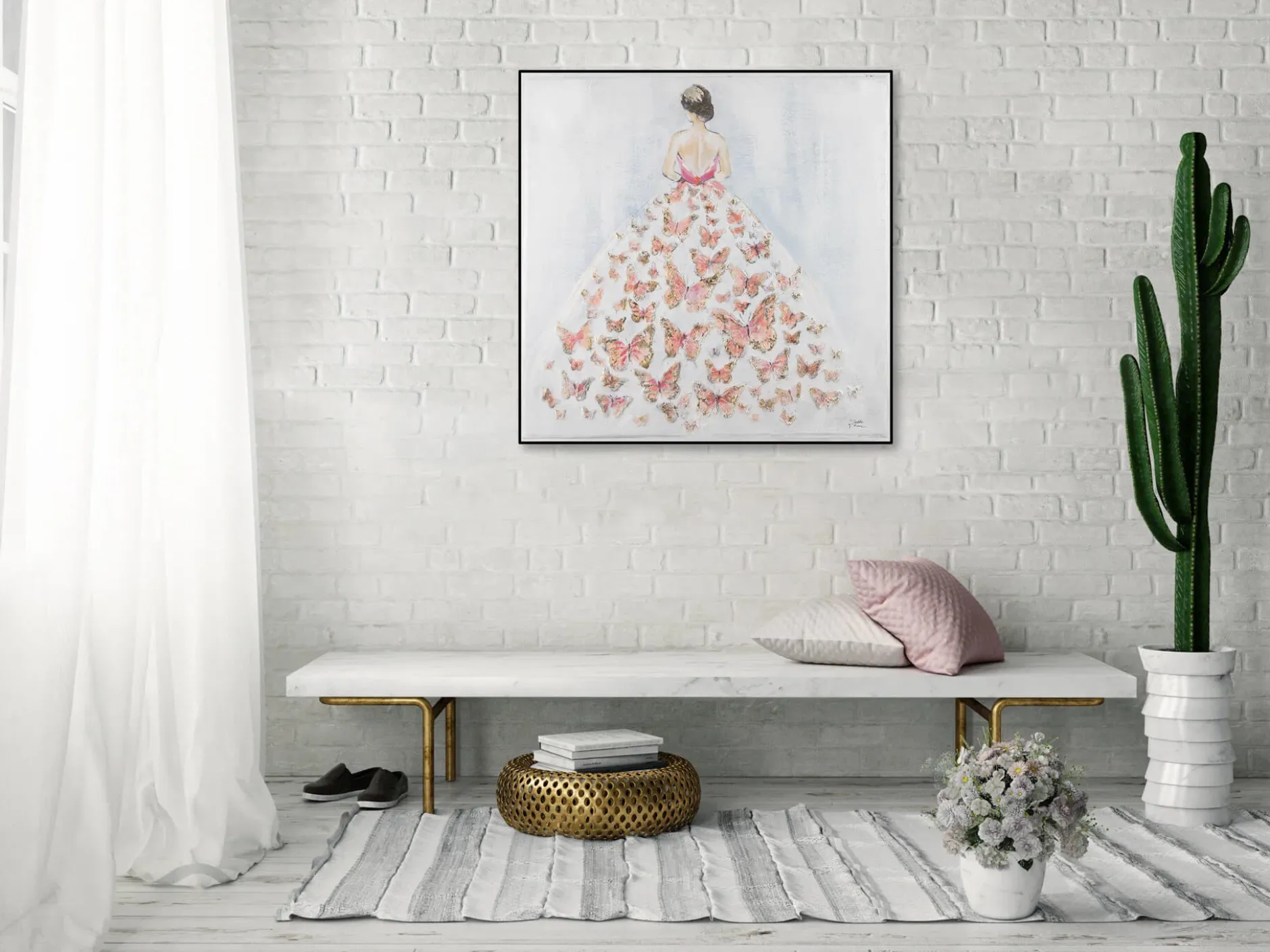 Handgemaltes Gemälde 'Schmetterlingsball' 80x80cm | inkl. Echtheitszertifikat