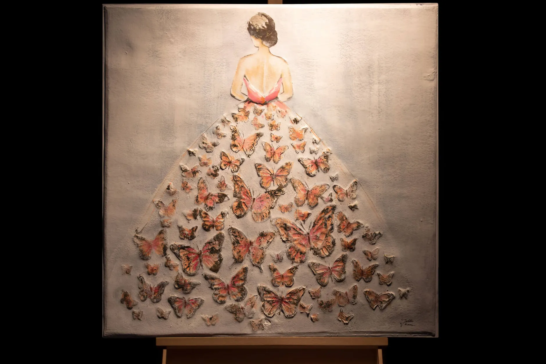 Handgemaltes Gemälde 'Schmetterlingsball' 80x80cm | inkl. Echtheitszertifikat