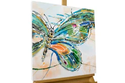 Handgemaltes Gemälde 'Schmetterling auf Reisen' 70x70cm | inkl. Echtheitszertifikat