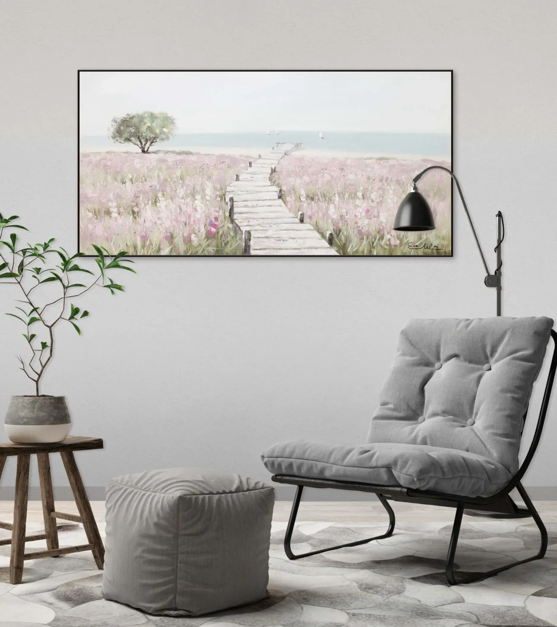 Handgemaltes Gemälde 'Sea of Flowers' 100x50cm | inkl. Echtheitszertifikat