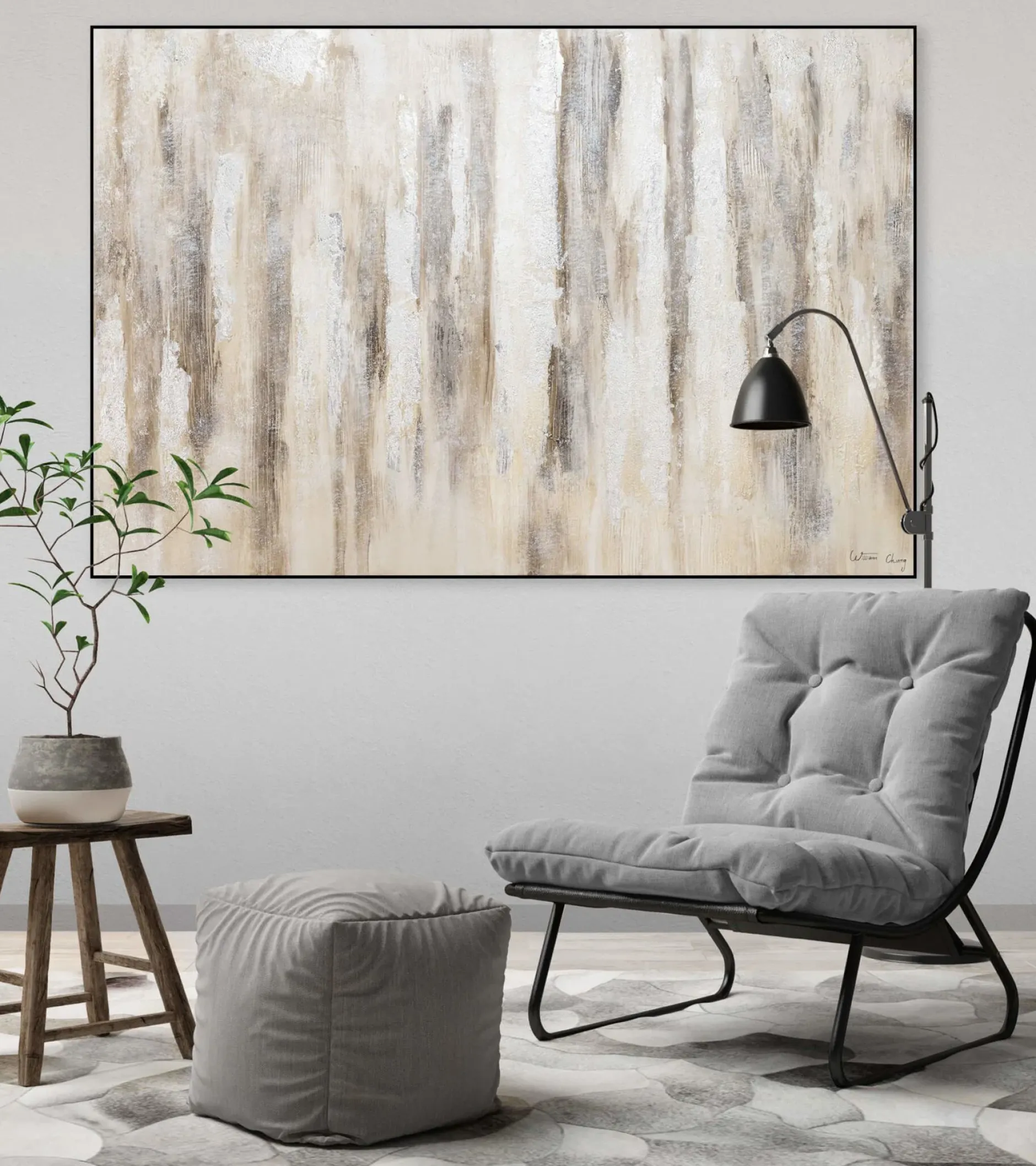 Handgemaltes Gemälde 'Silver Antre' 120x80cm | inkl. Echtheitszertifikat