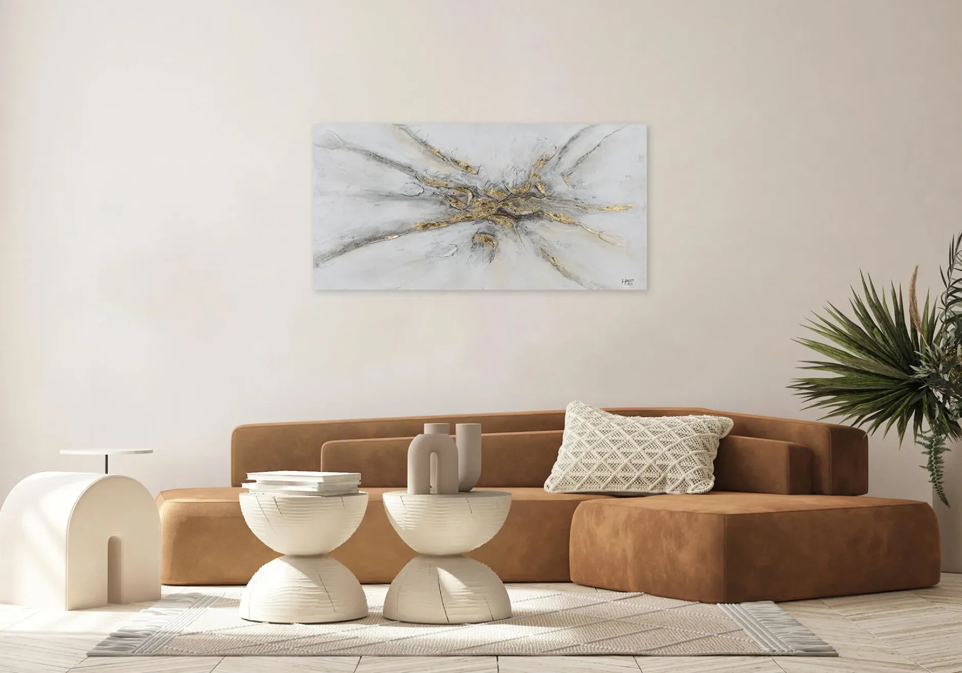 Handgemaltes Gemälde 'Silver Miracle' 120x60cm | inkl. Echtheitszertifikat