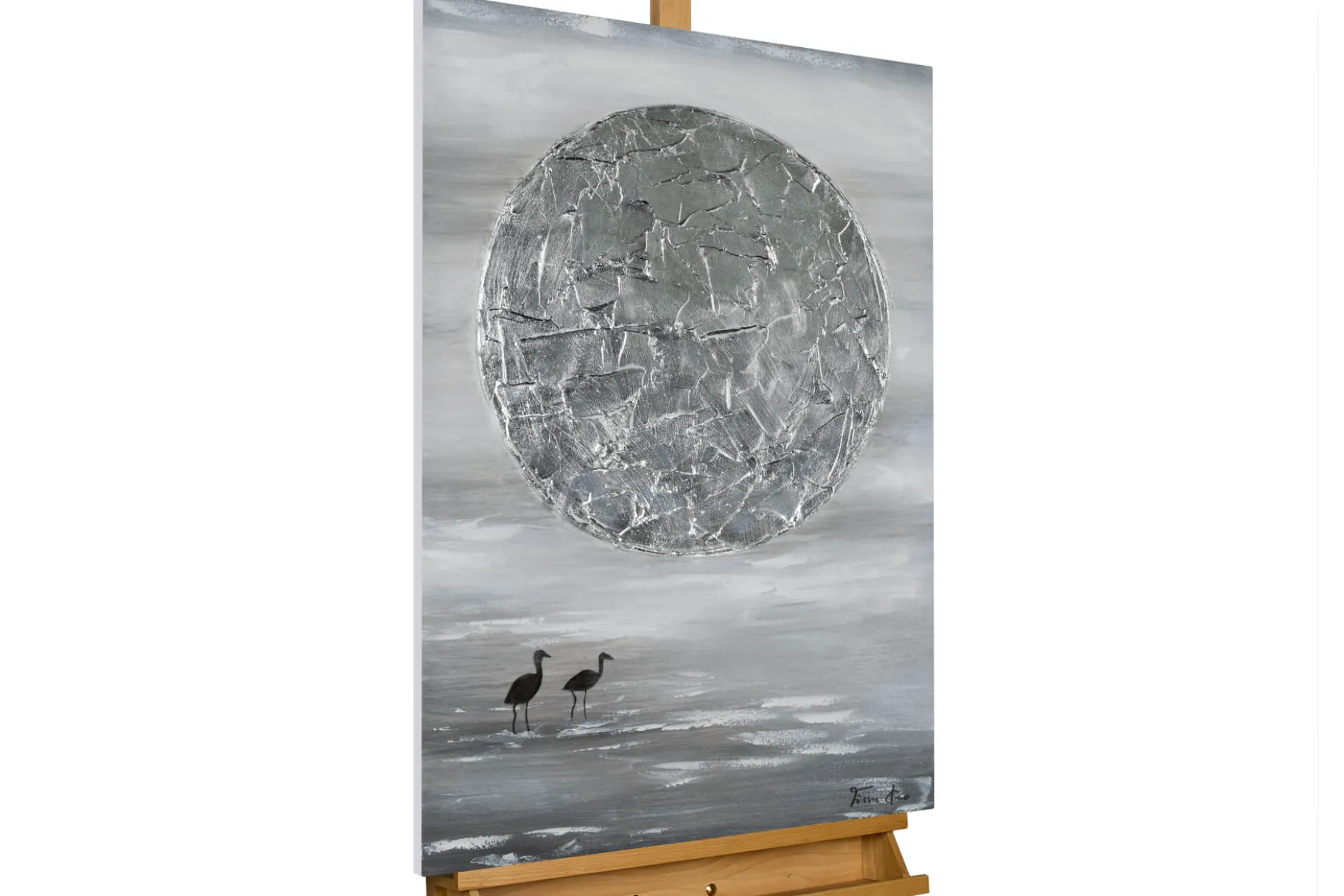 Handgemaltes Gemälde 'Silver Moon' 60x90cm | inkl. Echtheitszertifikat