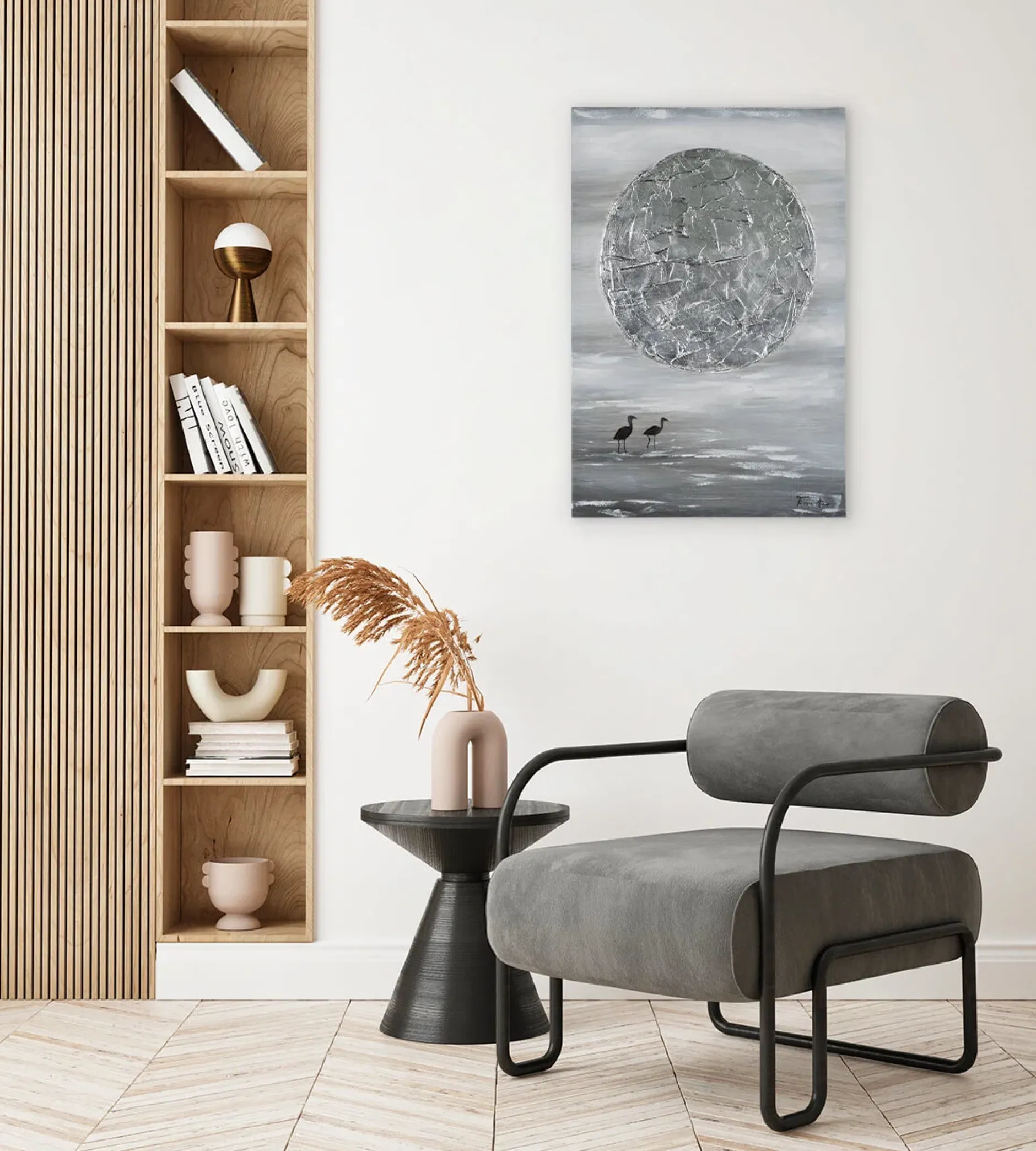 Handgemaltes Gemälde 'Silver Moon' 60x90cm | inkl. Echtheitszertifikat
