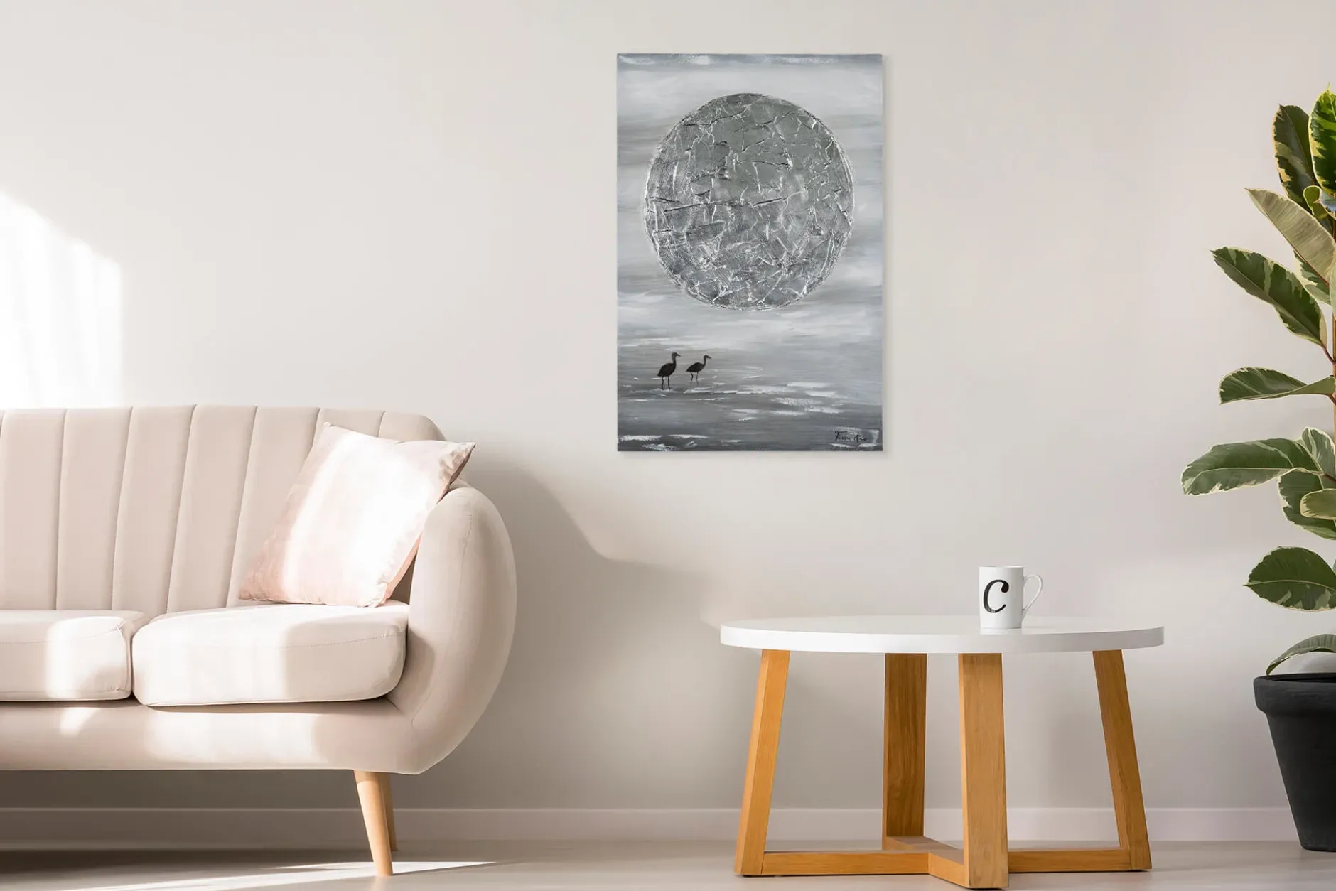 Handgemaltes Gemälde 'Silver Moon' 60x90cm | inkl. Echtheitszertifikat