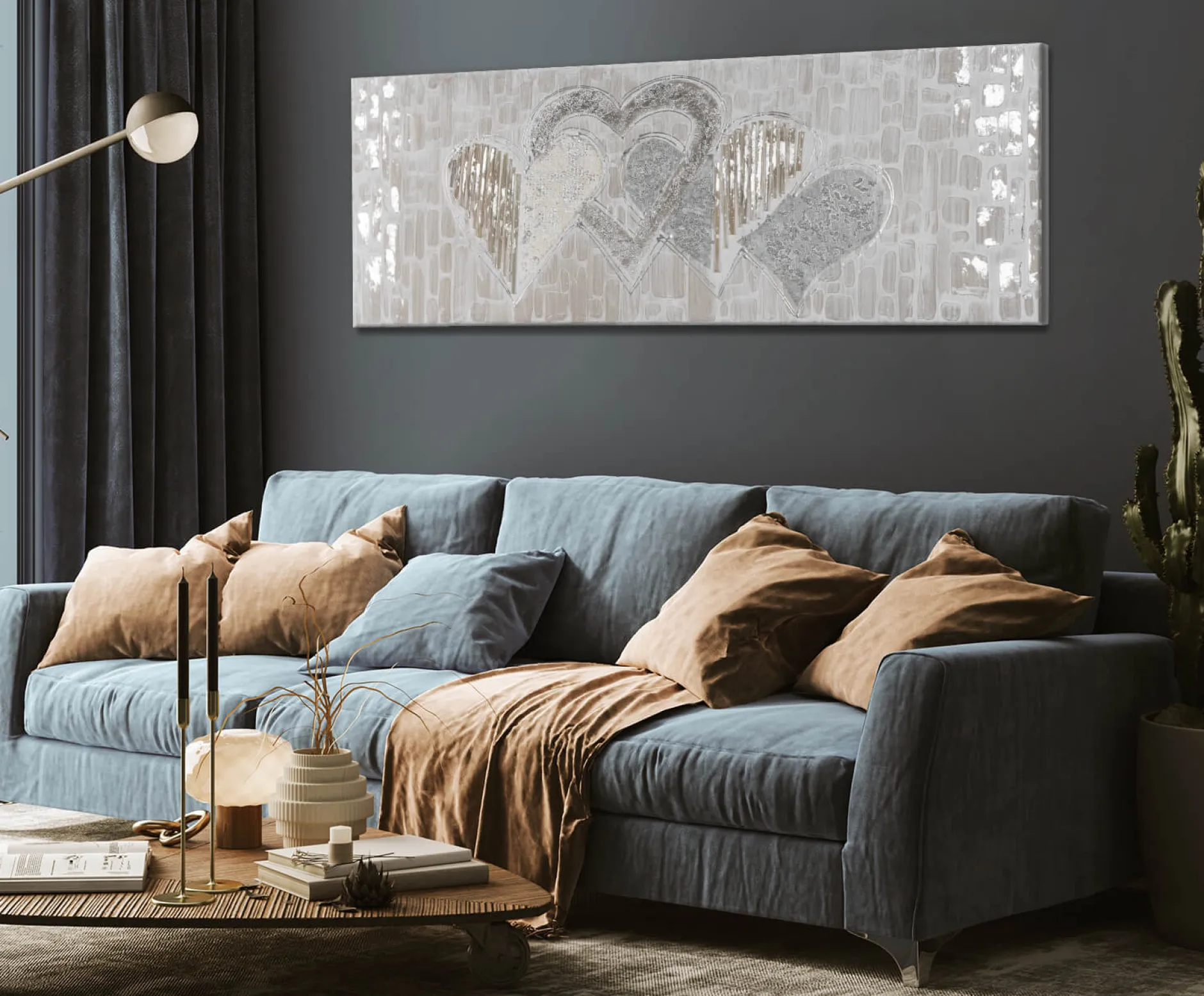Handgemaltes Gemälde 'Simply Love' 150x50cm | inkl. Echtheitszertifikat