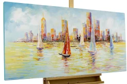 Handgemaltes Gemälde 'Skyline Sailing' 120x60cm | inkl. Echtheitszertifikat