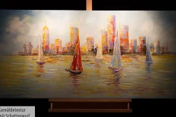Handgemaltes Gemälde 'Skyline Sailing' 120x60cm | inkl. Echtheitszertifikat