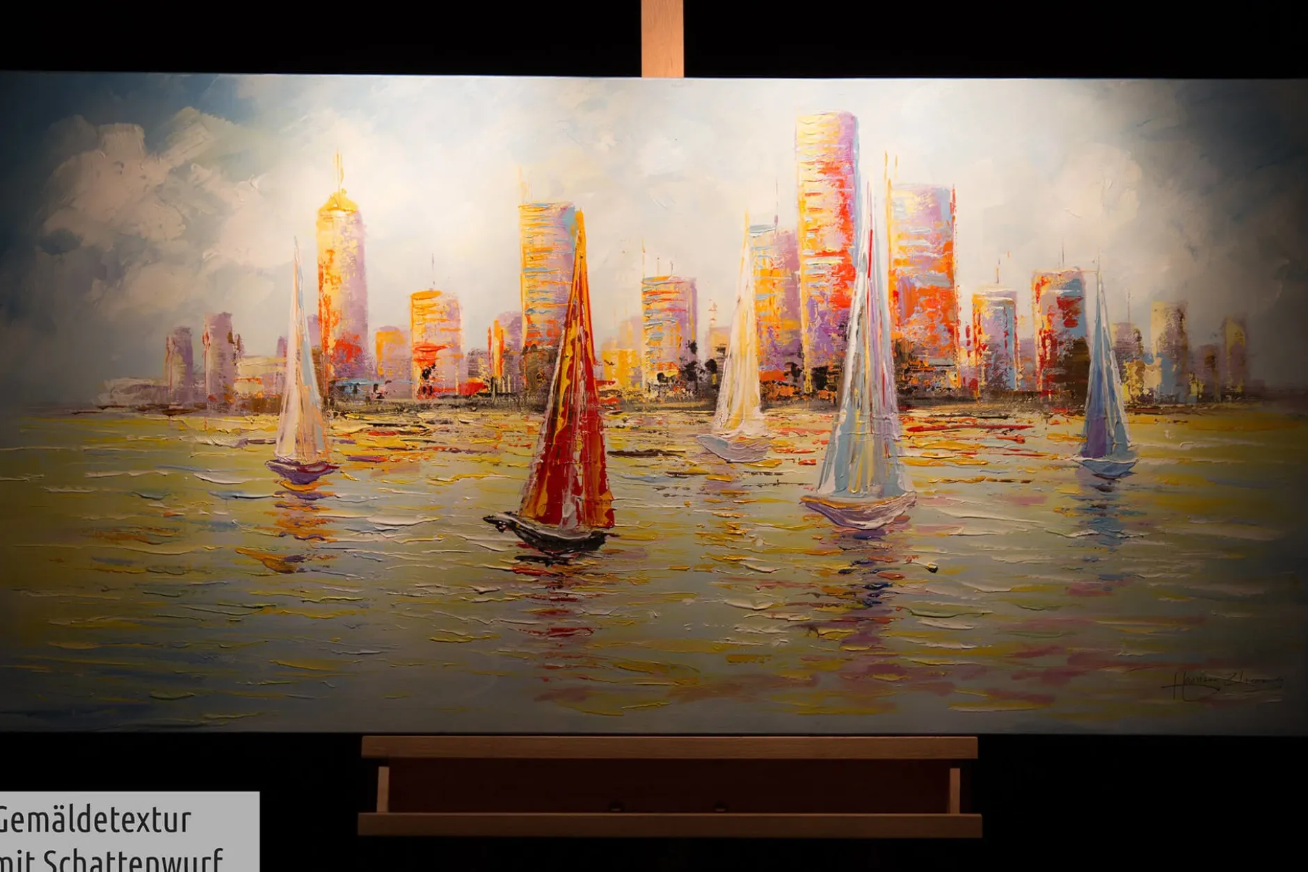 Handgemaltes Gemälde 'Skyline Sailing' 120x60cm | inkl. Echtheitszertifikat