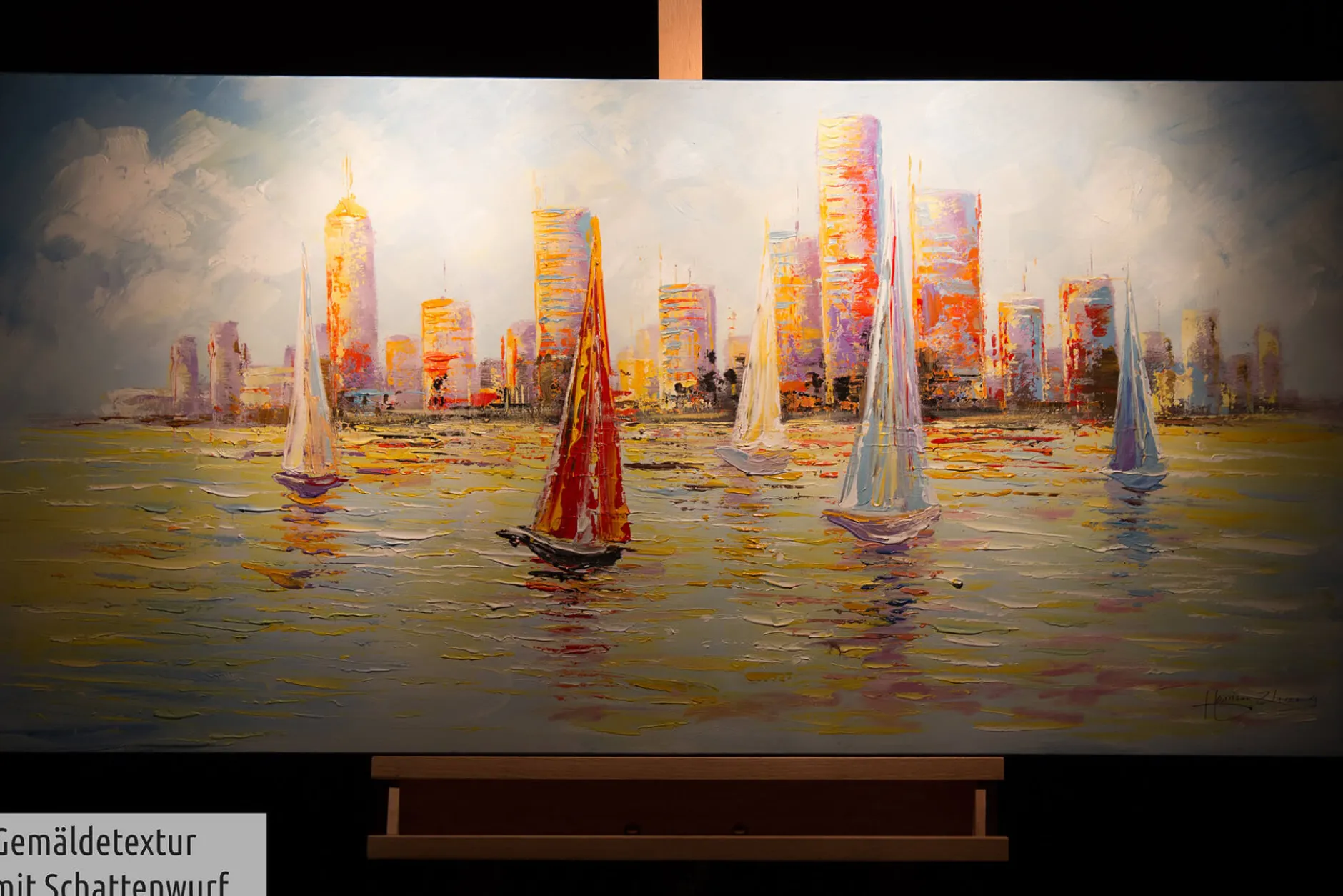 Handgemaltes Gemälde 'Skyline Sailing' 120x60cm | inkl. Echtheitszertifikat