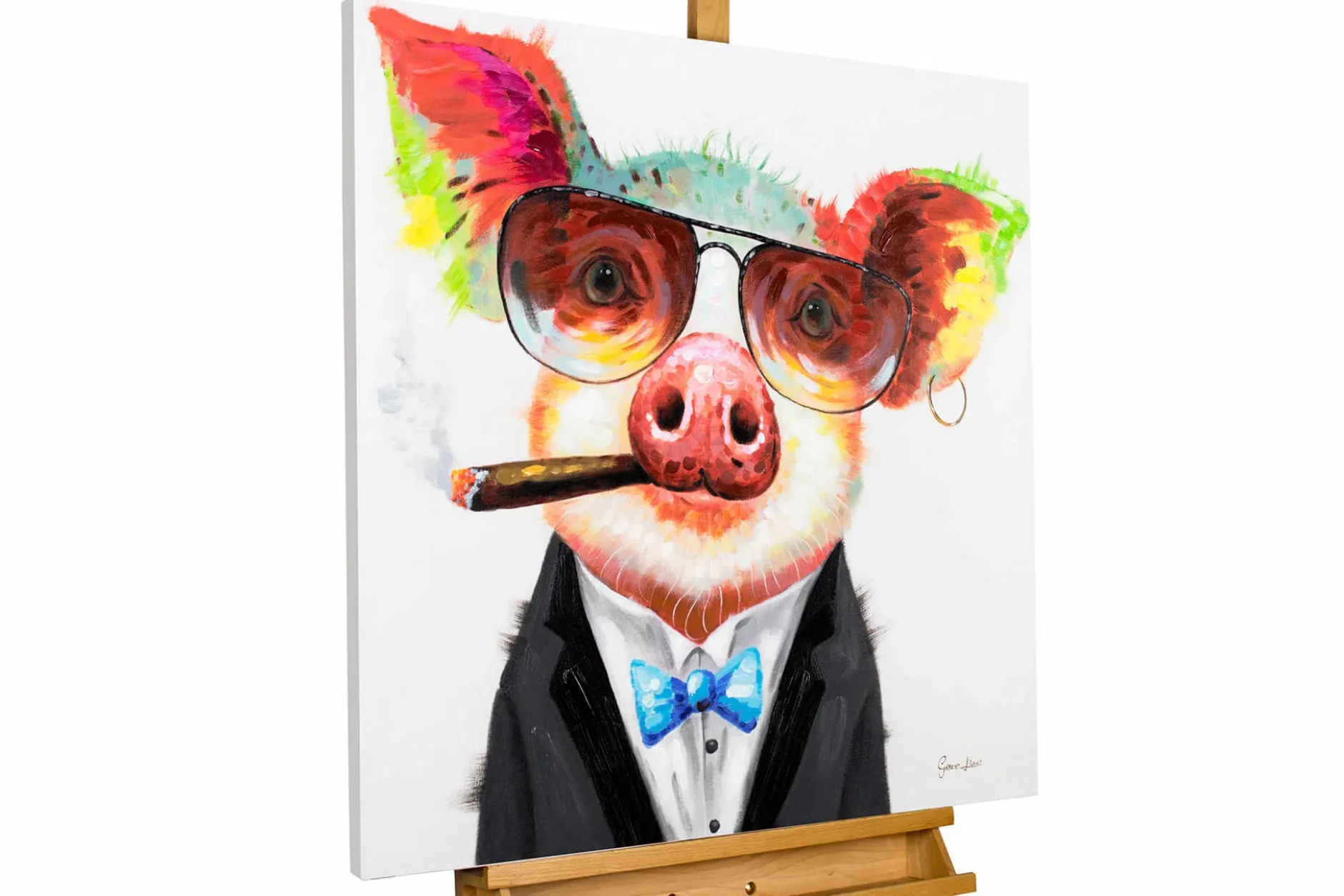 Handgemaltes Gemälde 'Smoking Hot Bacon' 80x80cm | inkl. Echtheitszertifikat