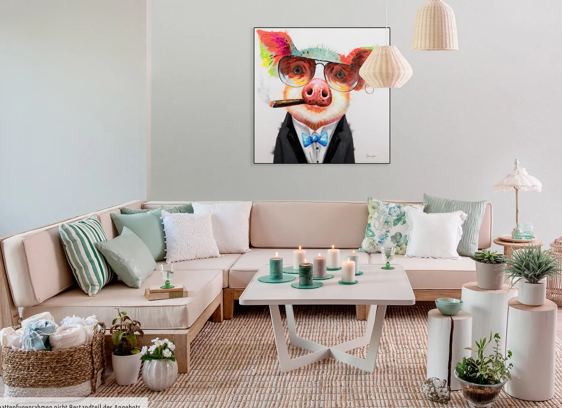 Handgemaltes Gemälde 'Smoking Hot Bacon' 80x80cm | inkl. Echtheitszertifikat