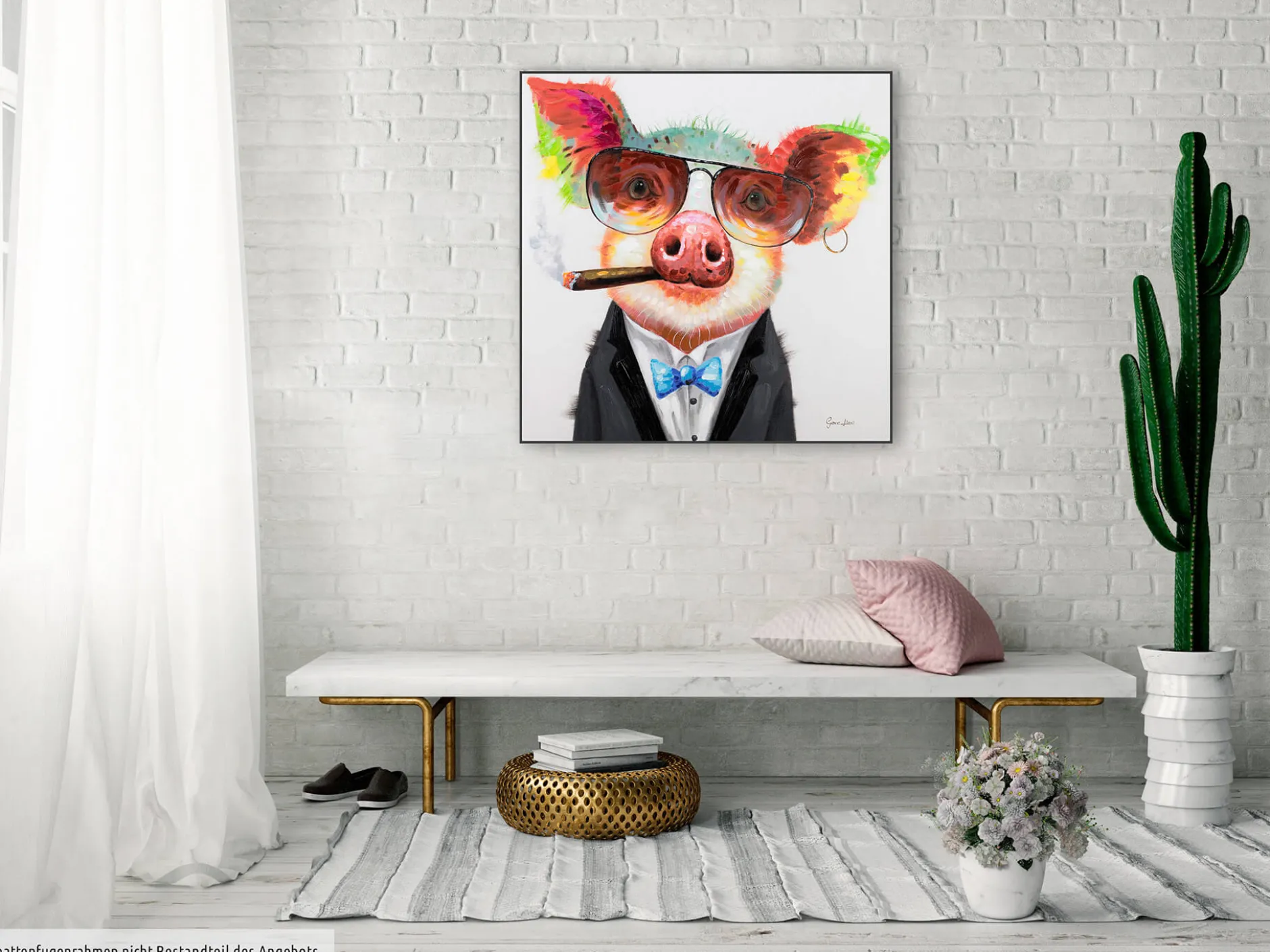 Handgemaltes Gemälde 'Smoking Hot Bacon' 80x80cm | inkl. Echtheitszertifikat