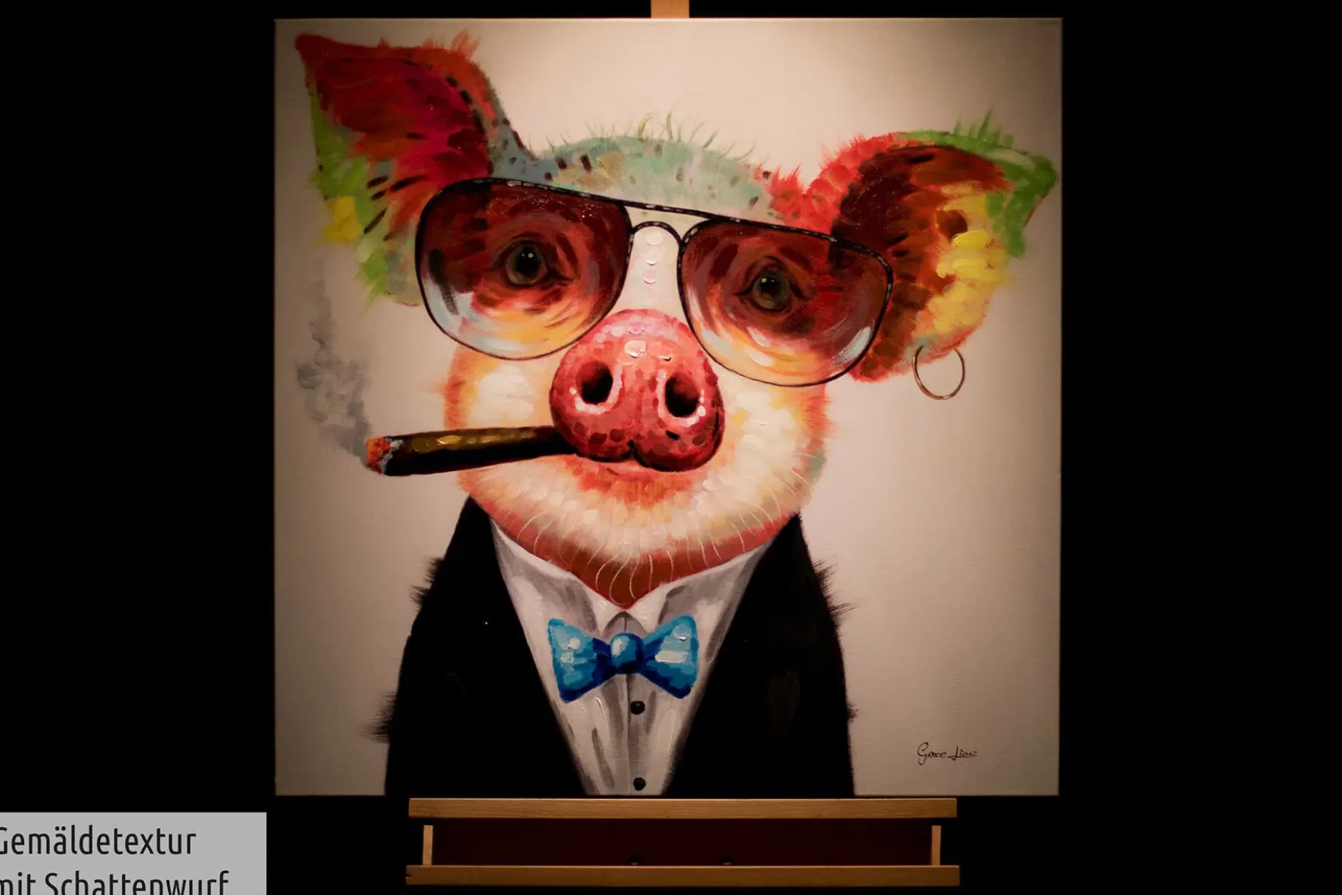 Handgemaltes Gemälde 'Smoking Hot Bacon' 80x80cm | inkl. Echtheitszertifikat