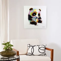 Handgemaltes Gemälde 'Spielender Panda' 60x60cm | inkl. Echtheitszertifikat