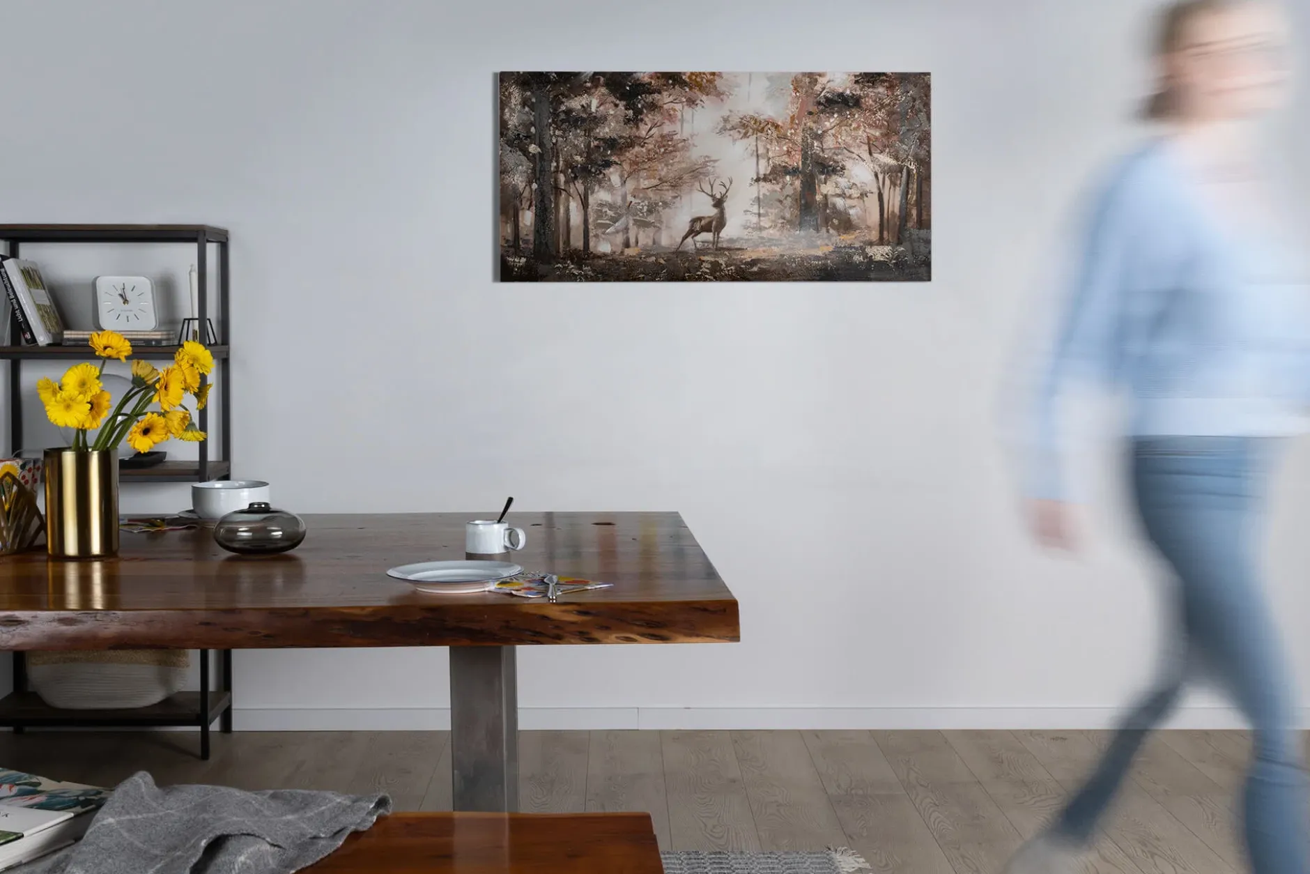 Handgemaltes Gemälde 'Stag in the Brume' 120x60cm | inkl. Echtheitszertifikat