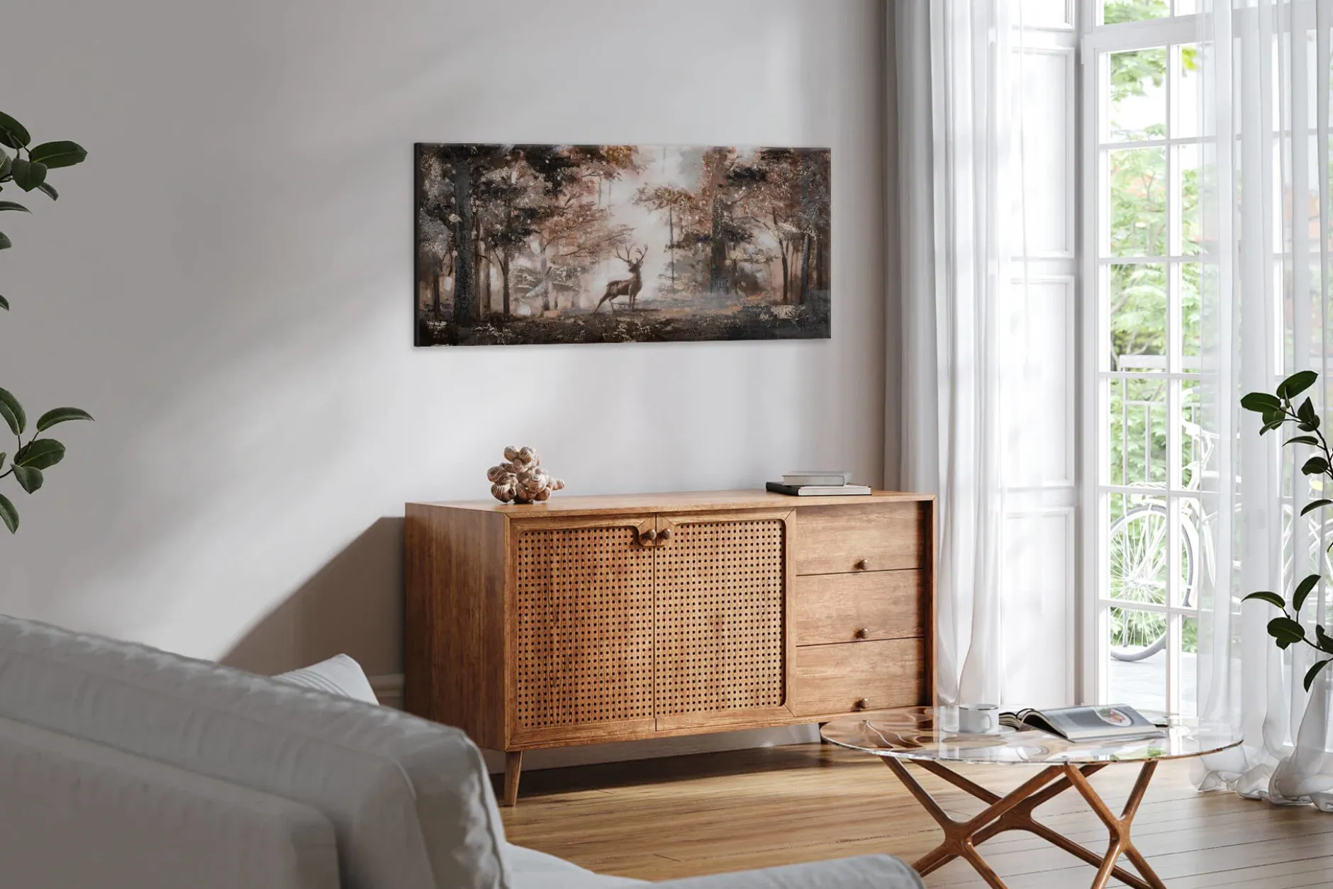 Handgemaltes Gemälde 'Stag in the Brume' 120x60cm | inkl. Echtheitszertifikat