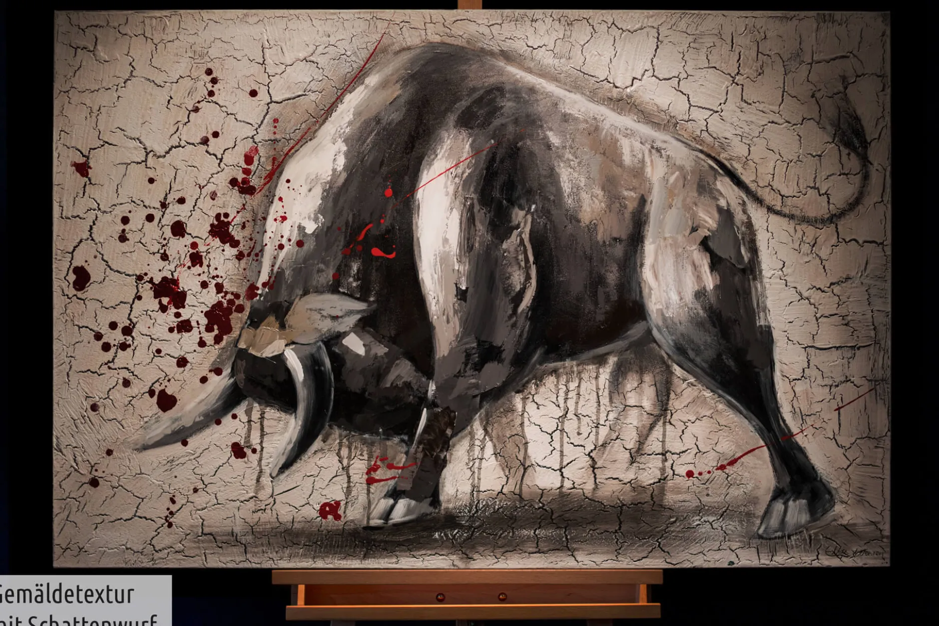 Handgemaltes Gemälde 'Stier gegen Matador' 120x80cm | inkl. Echtheitszertifikat