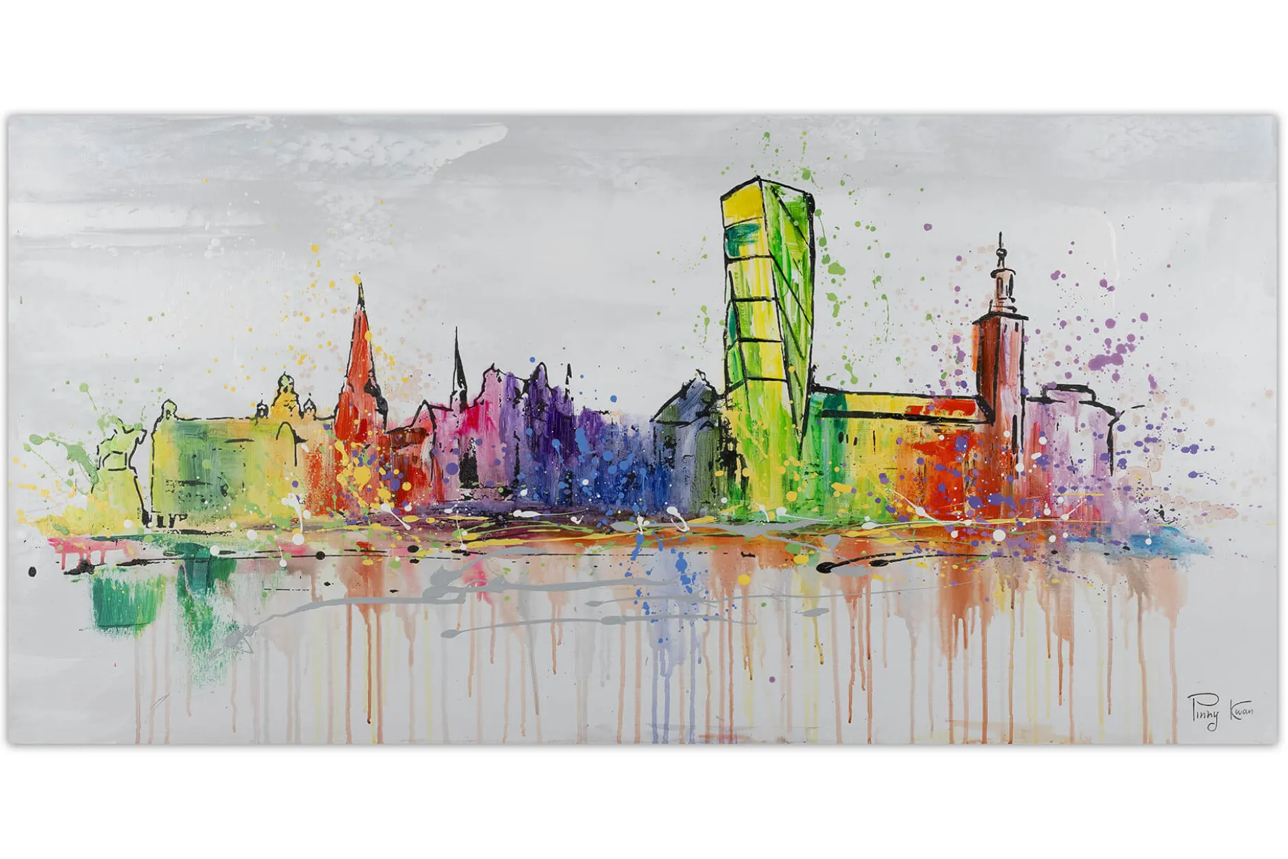 Handgemaltes Gemälde 'Stockholm Skyline Silhouette' 120x60cm | inkl. Echtheitszertifikat