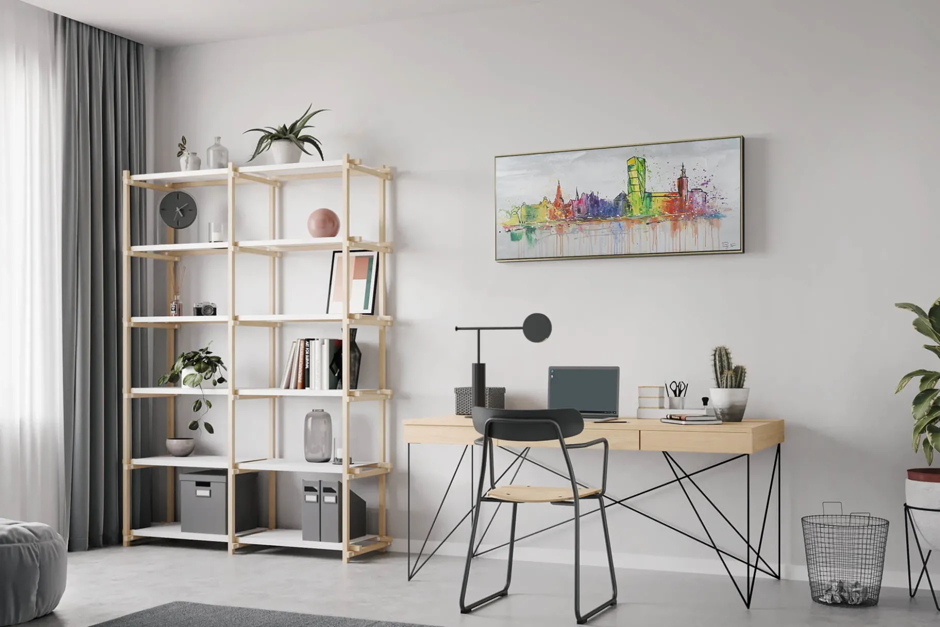 Handgemaltes Gemälde 'Stockholm Skyline Silhouette' 120x60cm | inkl. Echtheitszertifikat