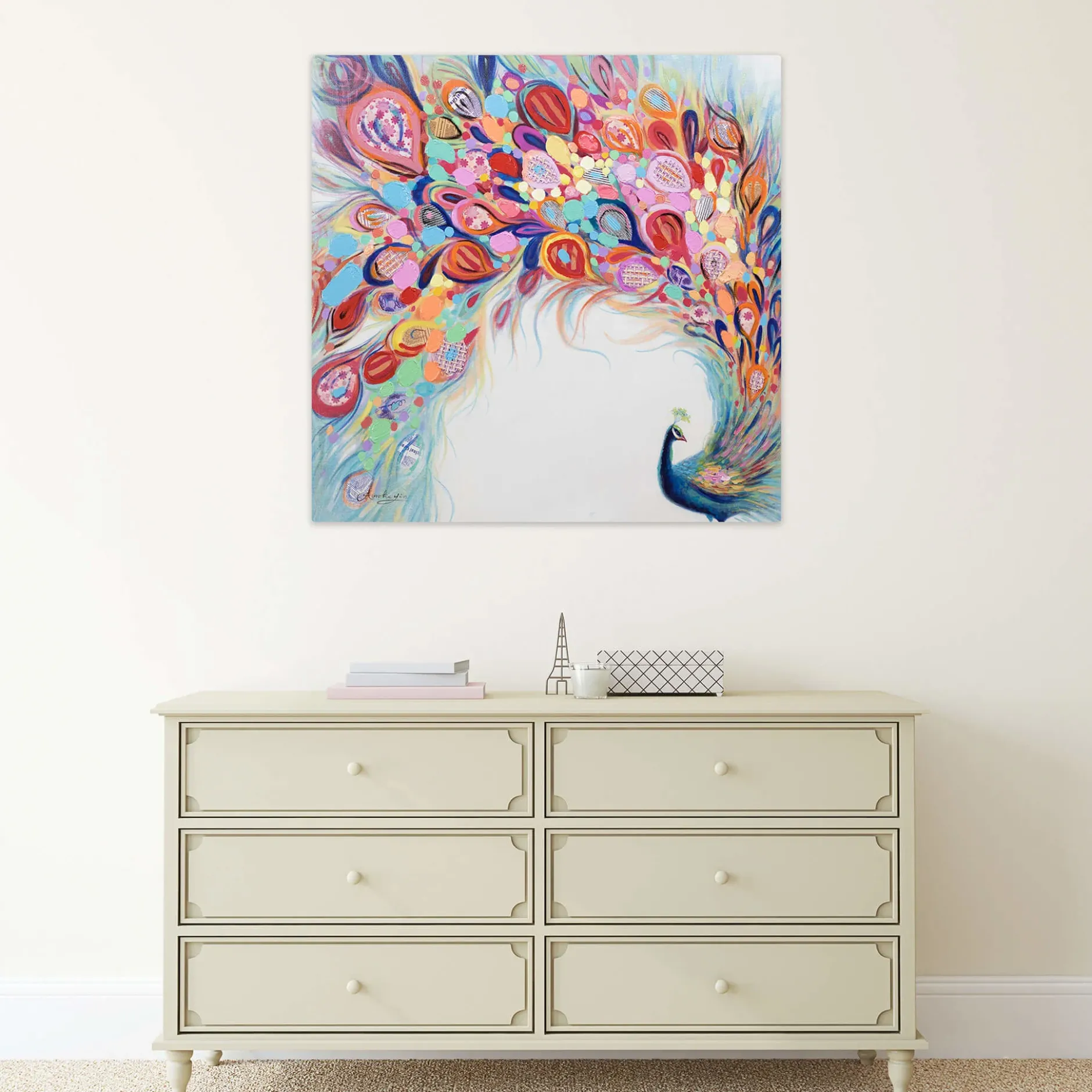 Handgemaltes Gemälde 'Stolze Farbenpracht' 80x80cm | inkl. Echtheitszertifikat