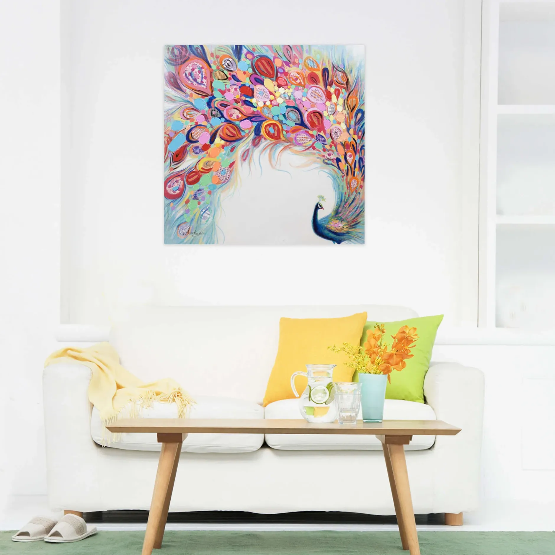 Handgemaltes Gemälde 'Stolze Farbenpracht' 80x80cm | inkl. Echtheitszertifikat
