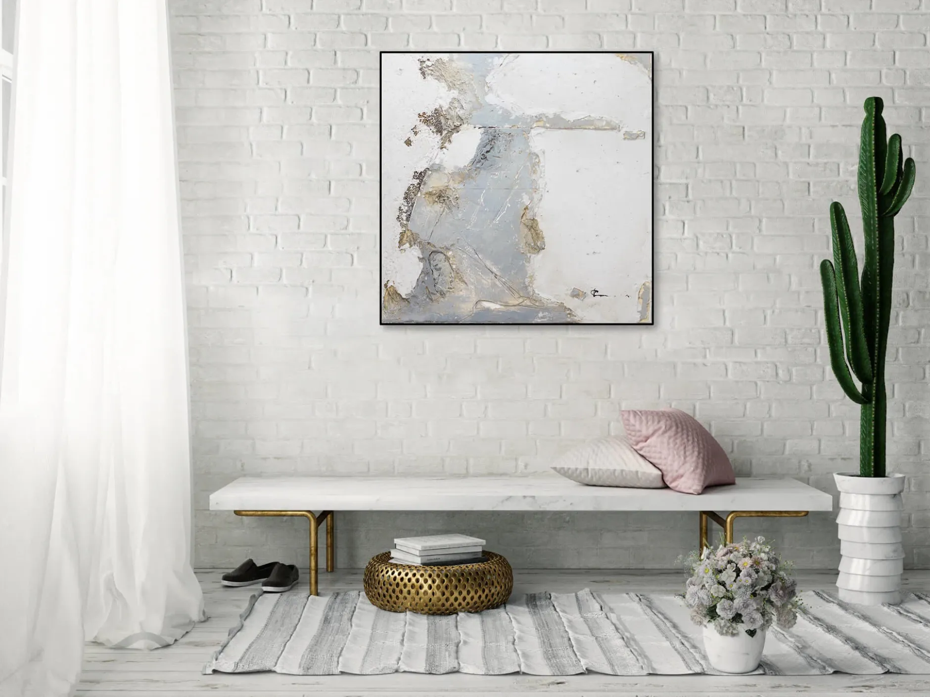 Handgemaltes Gemälde 'Stone Wall' 80x80cm | inkl. Echtheitszertifikat