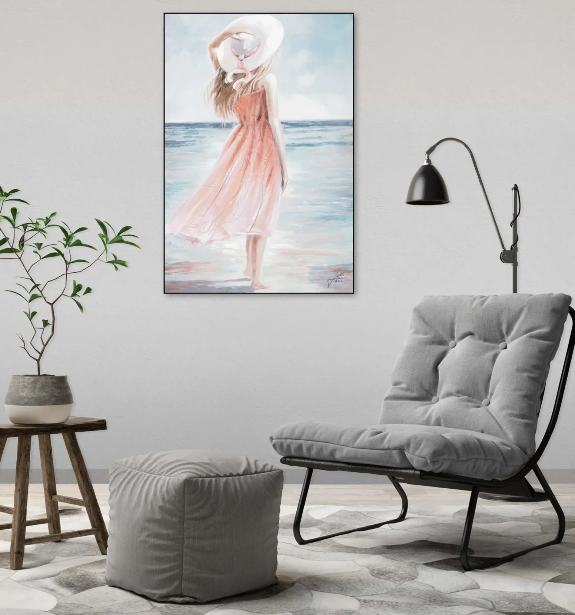 Handgemaltes Gemälde 'Strandschönheit' 60x90cm | inkl. Echtheitszertifikat