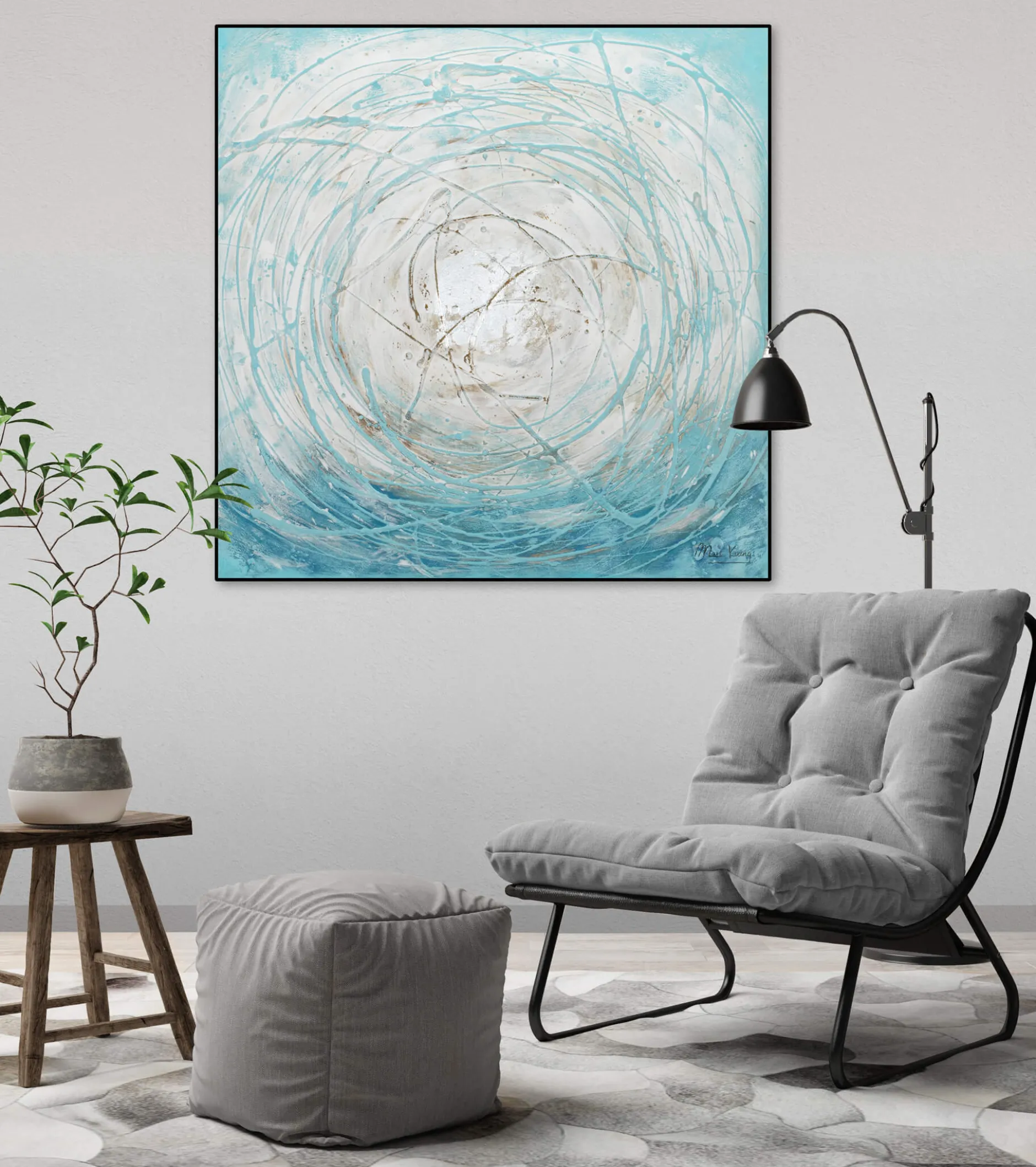 Handgemaltes Gemälde 'Stürme aus Eis' 80x80cm | inkl. Echtheitszertifikat
