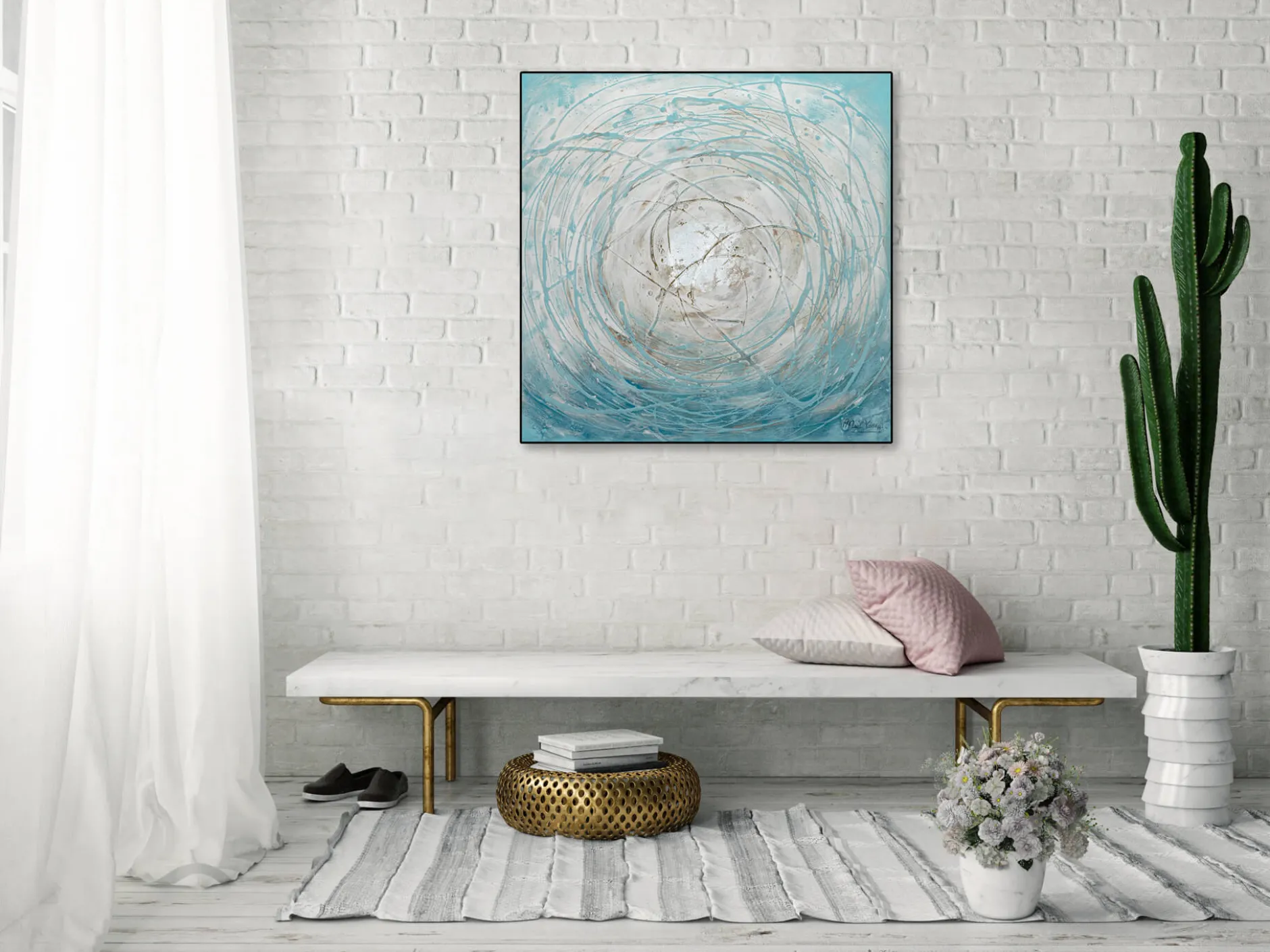 Handgemaltes Gemälde 'Stürme aus Eis' 80x80cm | inkl. Echtheitszertifikat