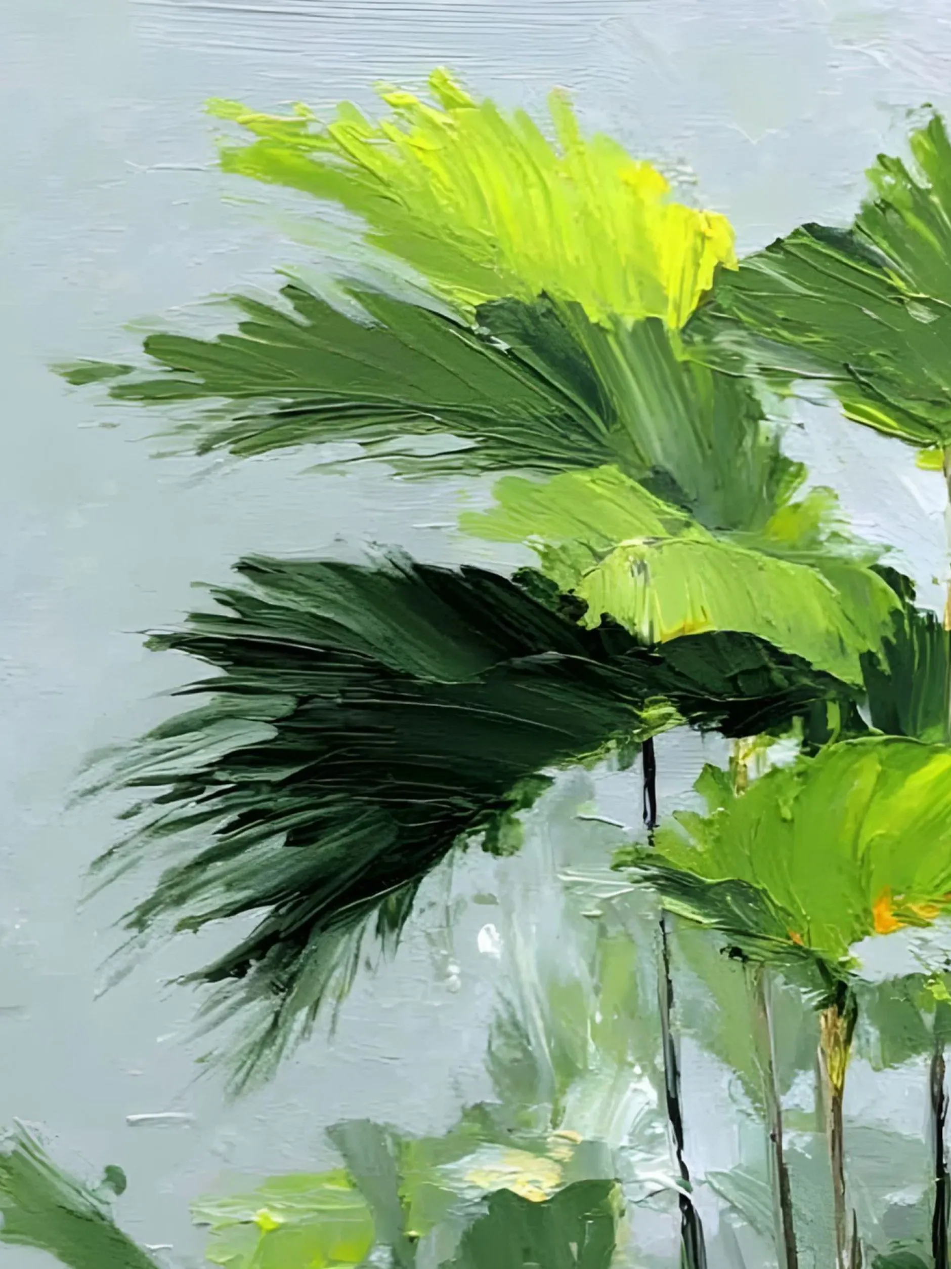 Handgemaltes Gemälde 'Studie mit Palmwedeln' | Echtheitszertifikat inklusive