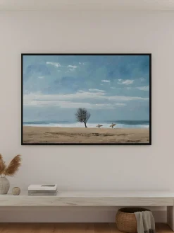 Handgemaltes Gemälde 'Surfer am Strandbaum' | Echtheitszertifikat inklusive